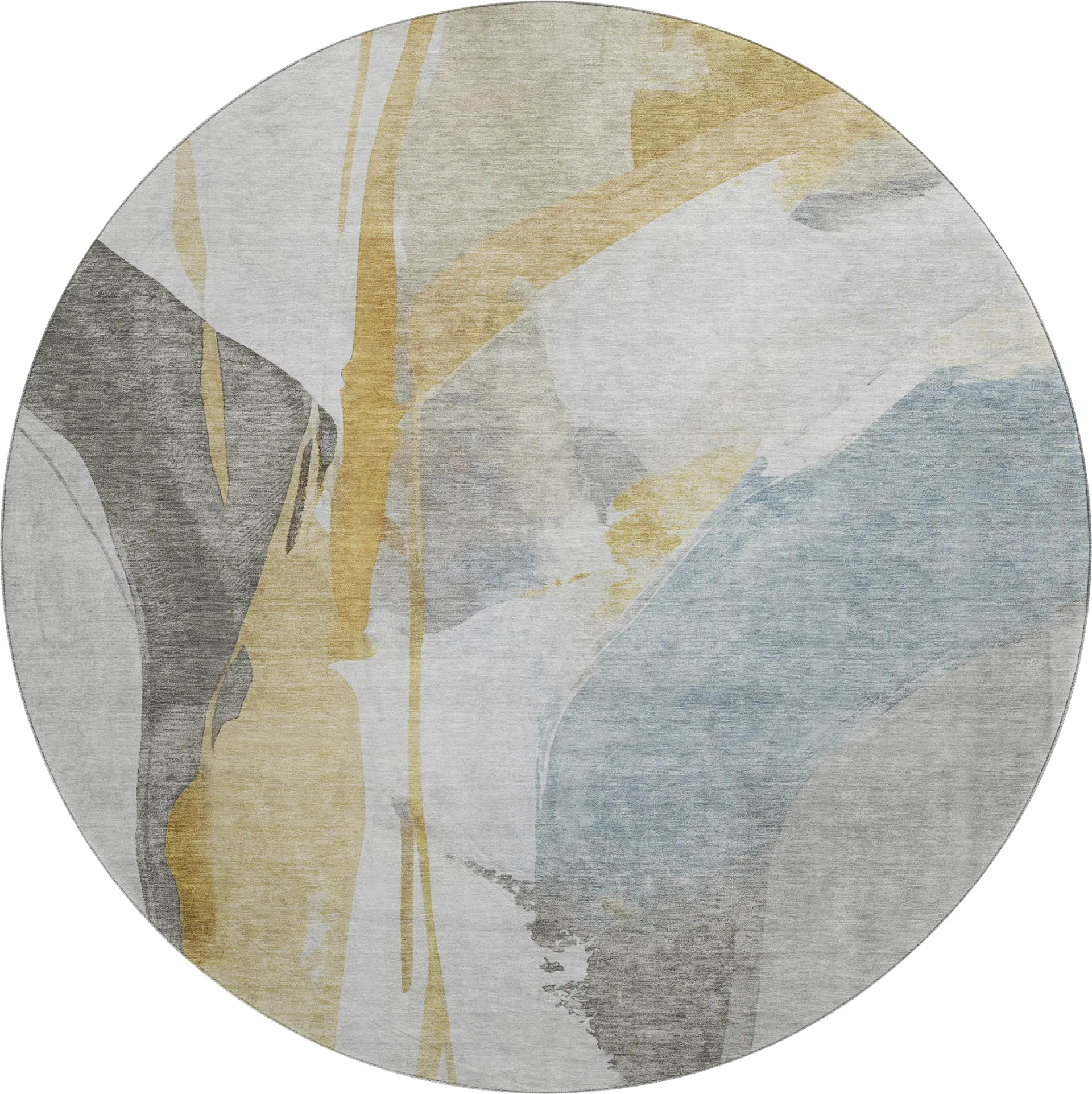 Pratin Gold 8' Round Machine Washable Rug - Image 1