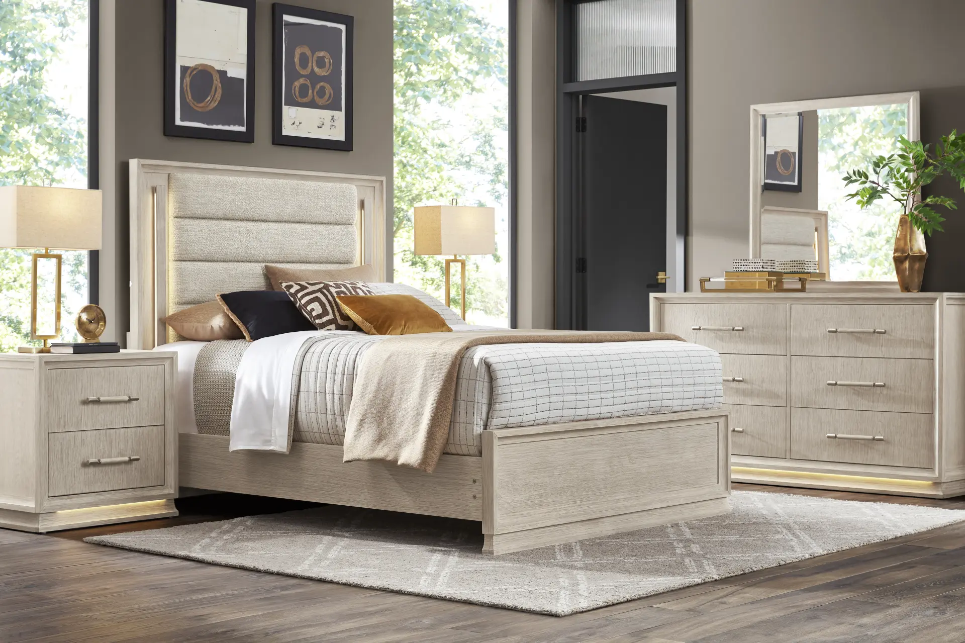 Maguire White 5 Pc Queen Upholstered Bedroom