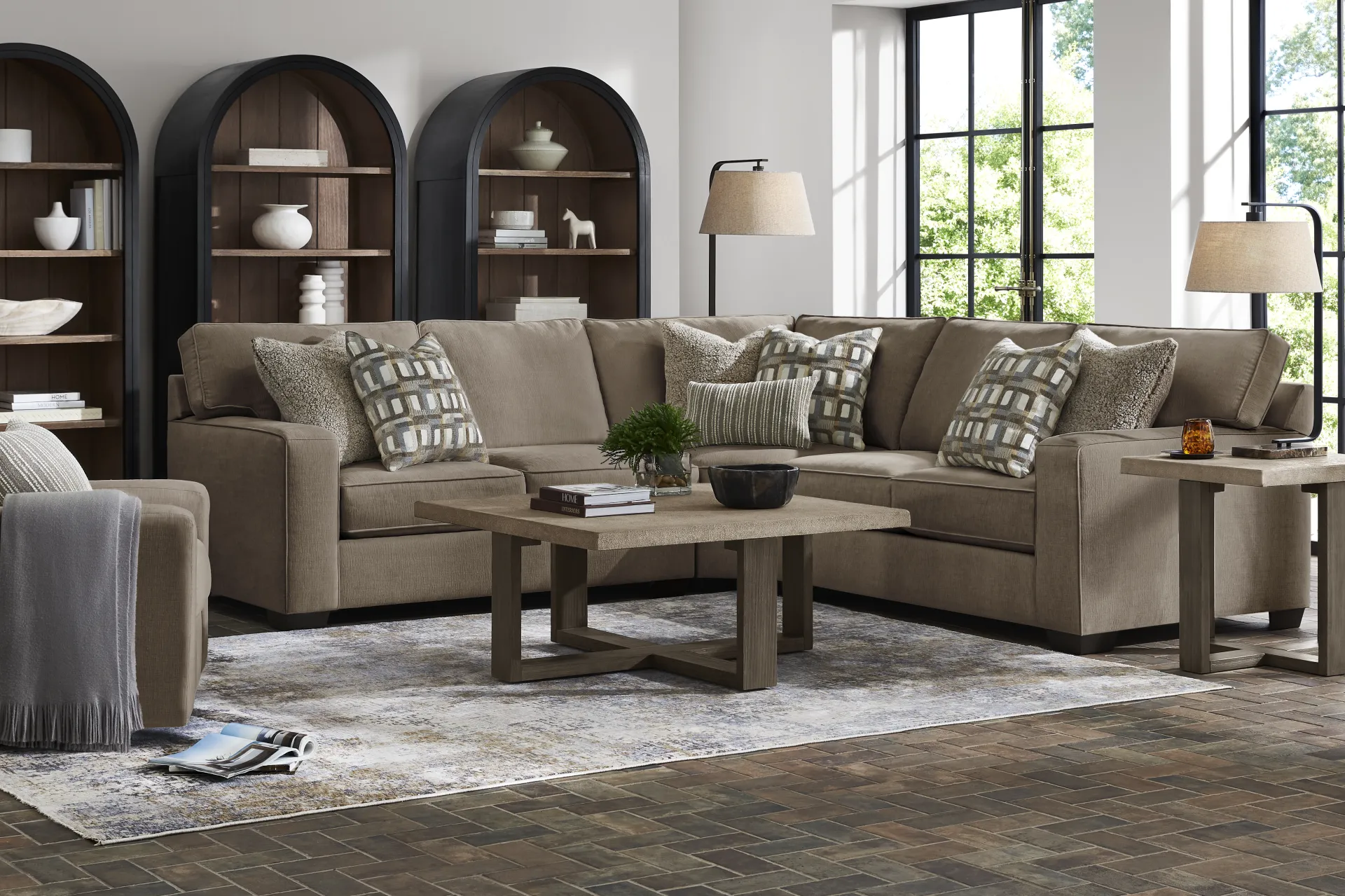 Haskins Brown 3 Pc Sectional - Image 2