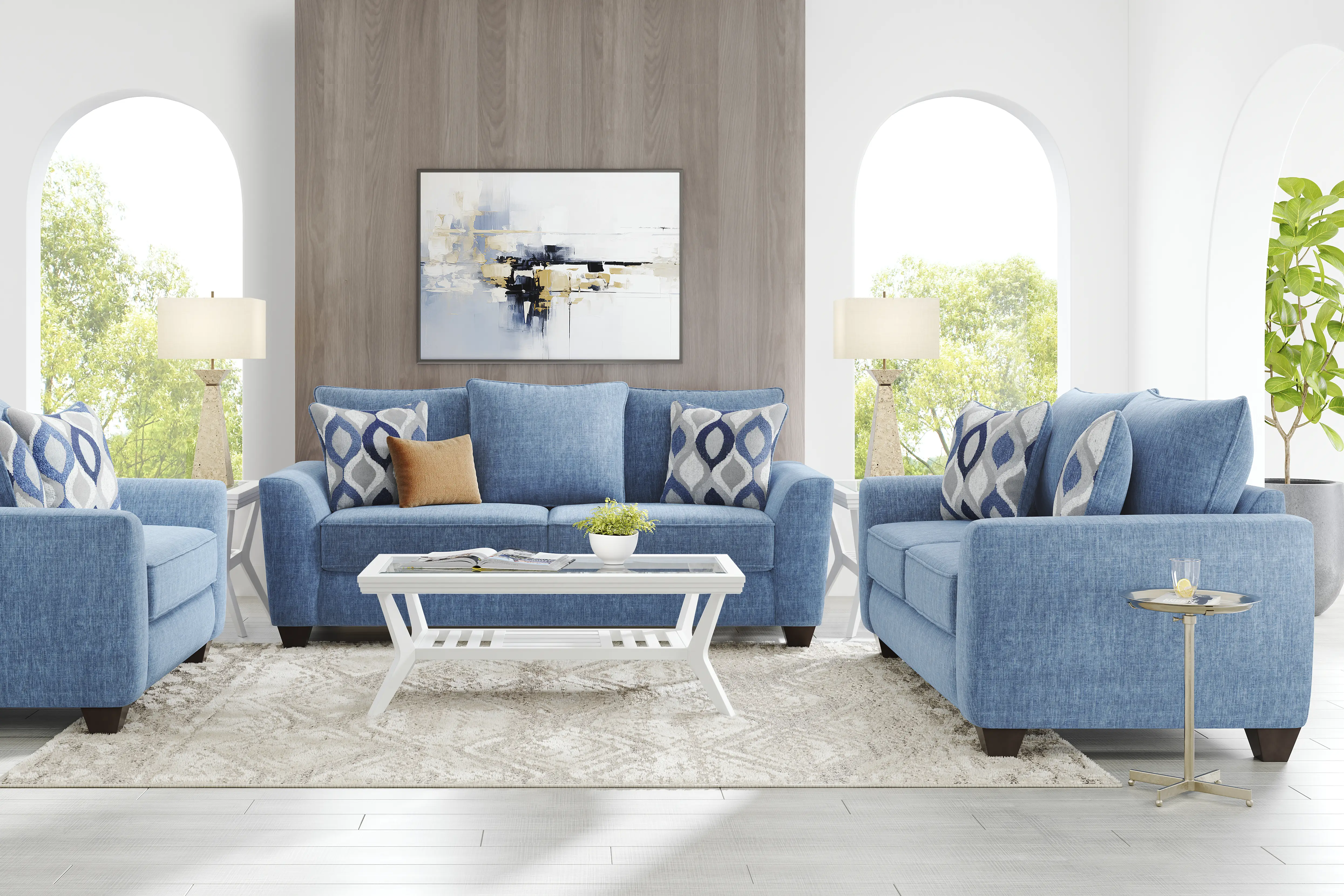 Dennin Heights Blue 5 Pc Living Room - Thumbnail - Image 1