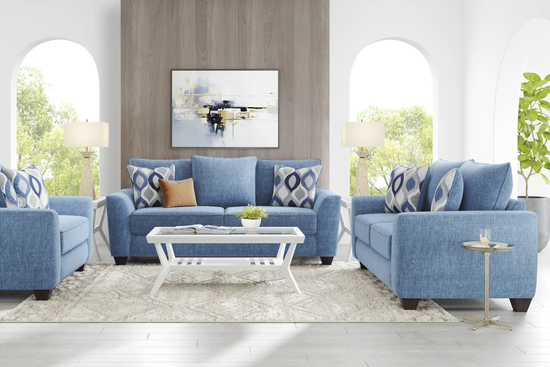 Dennin Heights Blue 5 Pc Living Room