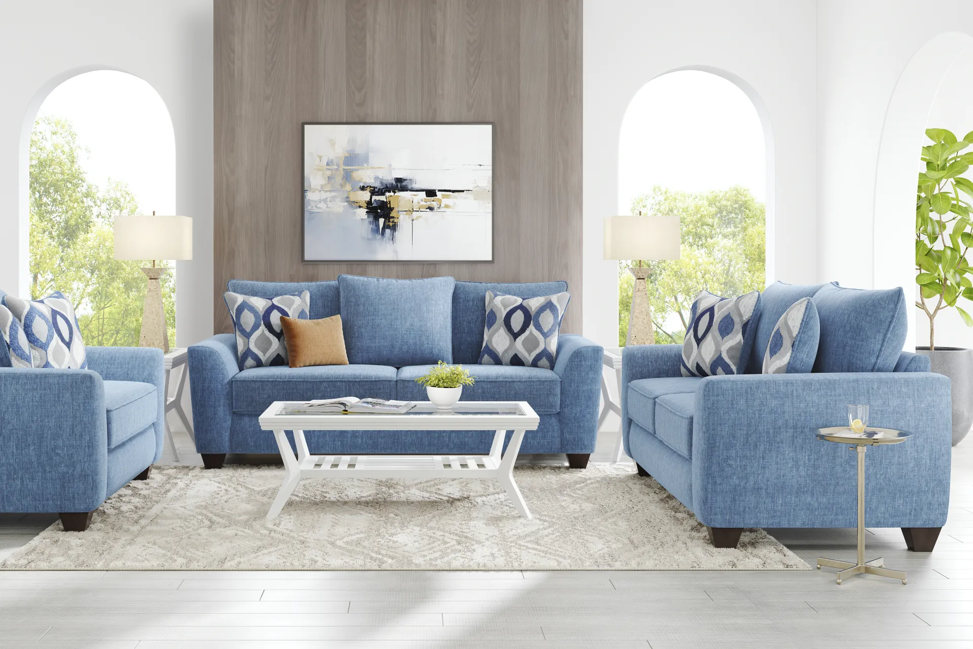 Dennin Heights Blue 5 Pc Living Room - Image 1