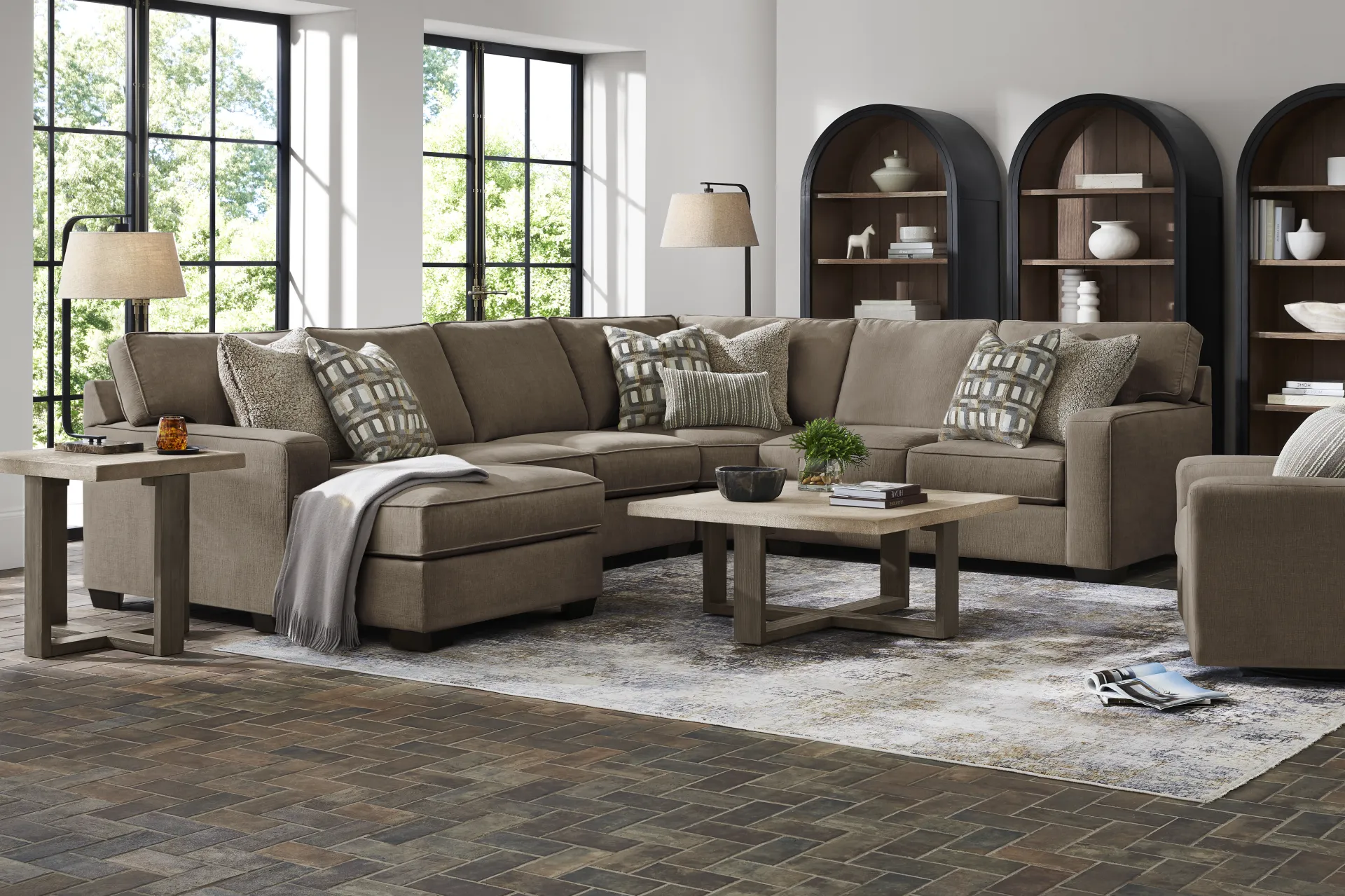 Haskins Brown 3 Pc Sectional - Image 2