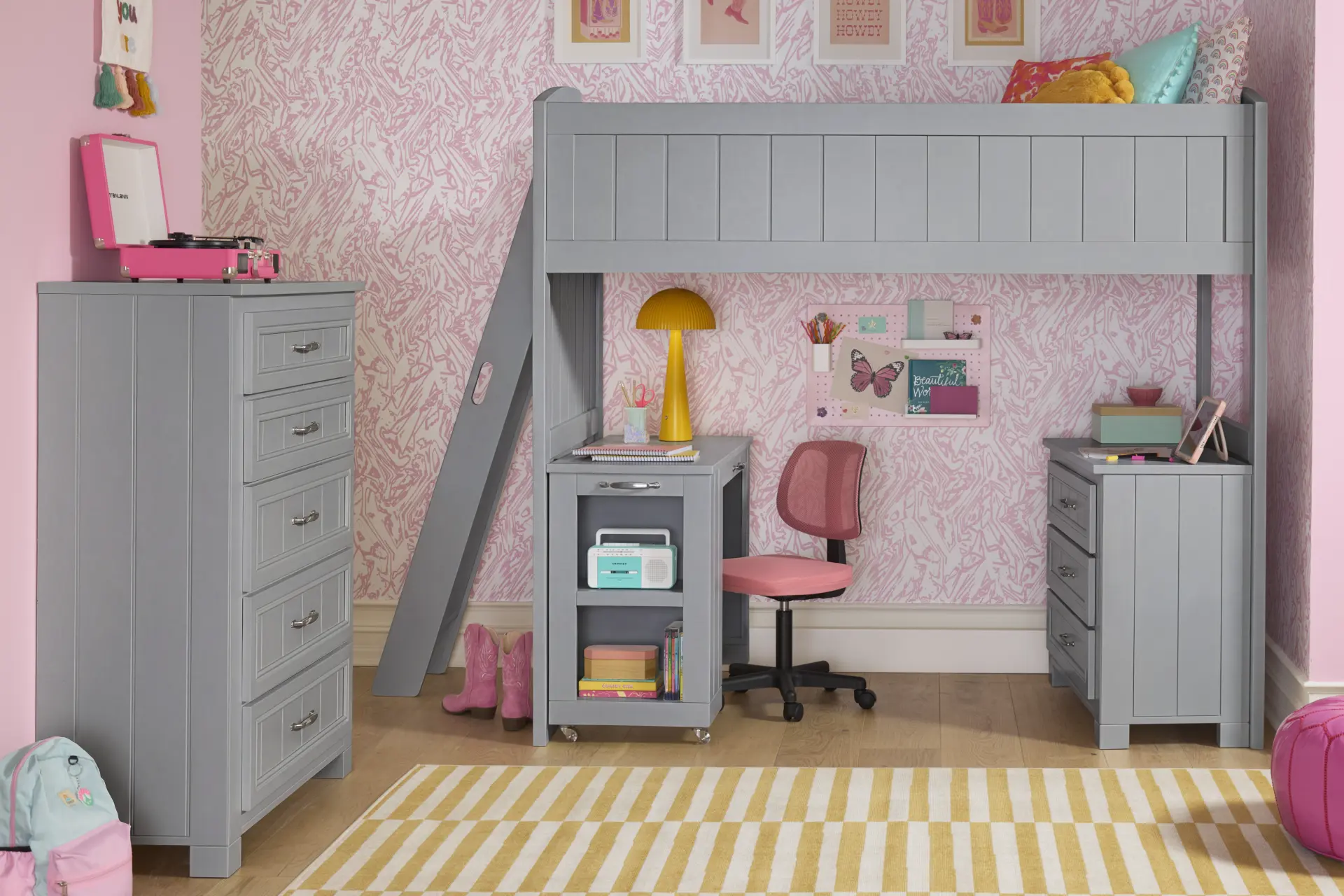 Kids Cottage Colors 2.0 Gray Twin Loft Bed