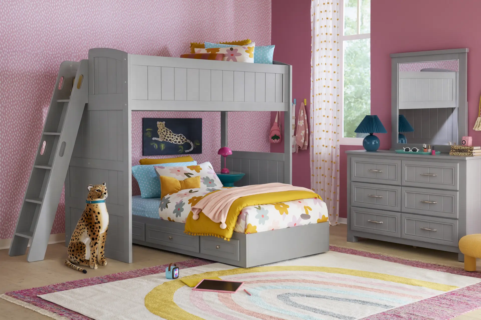 Kids Cottage Colors 2.0 Gray Twin/Twin Bunk Bed