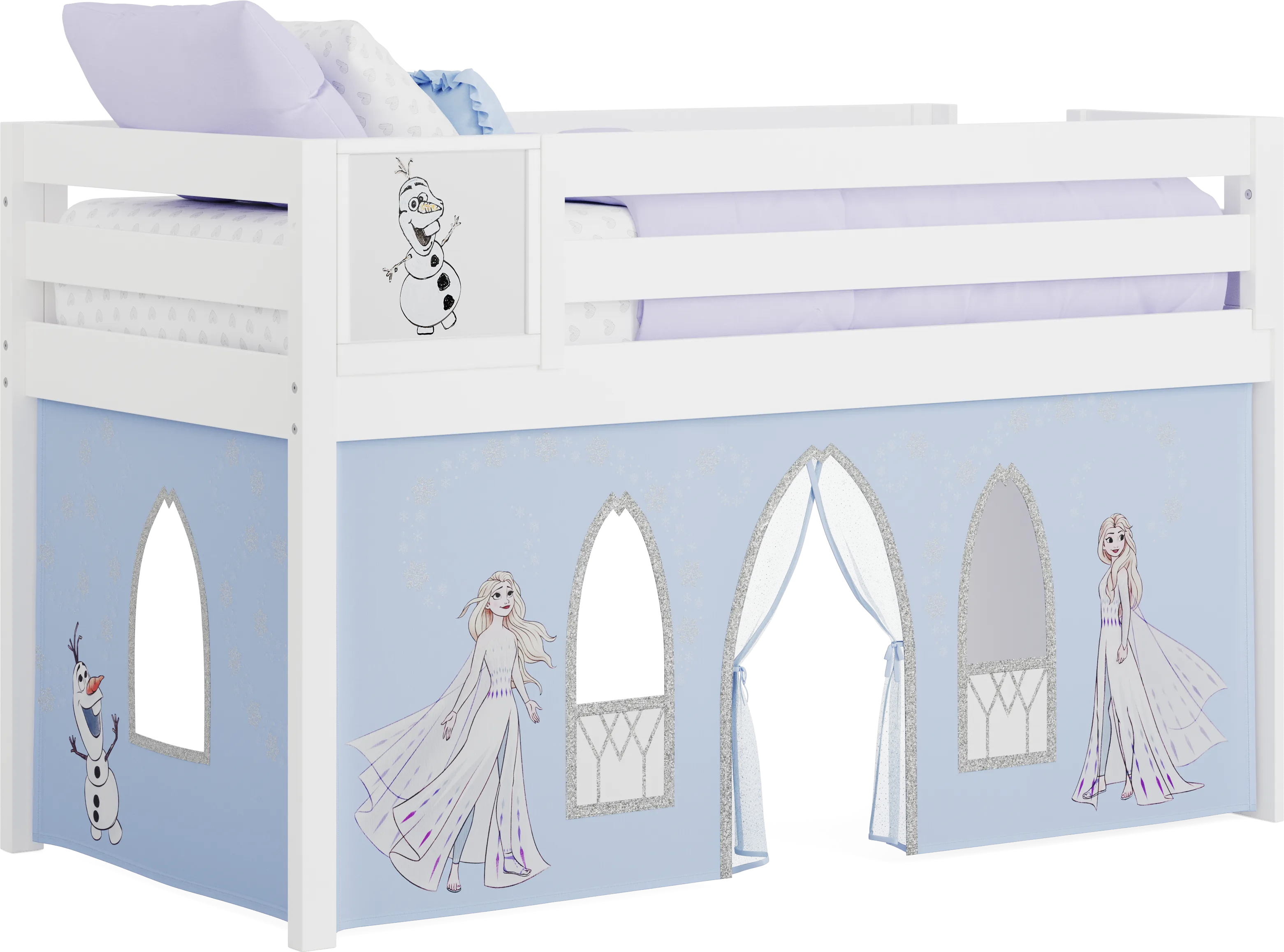 Frozen White Twin Low Loft with Activity Panel - Thumbnail - Image 1