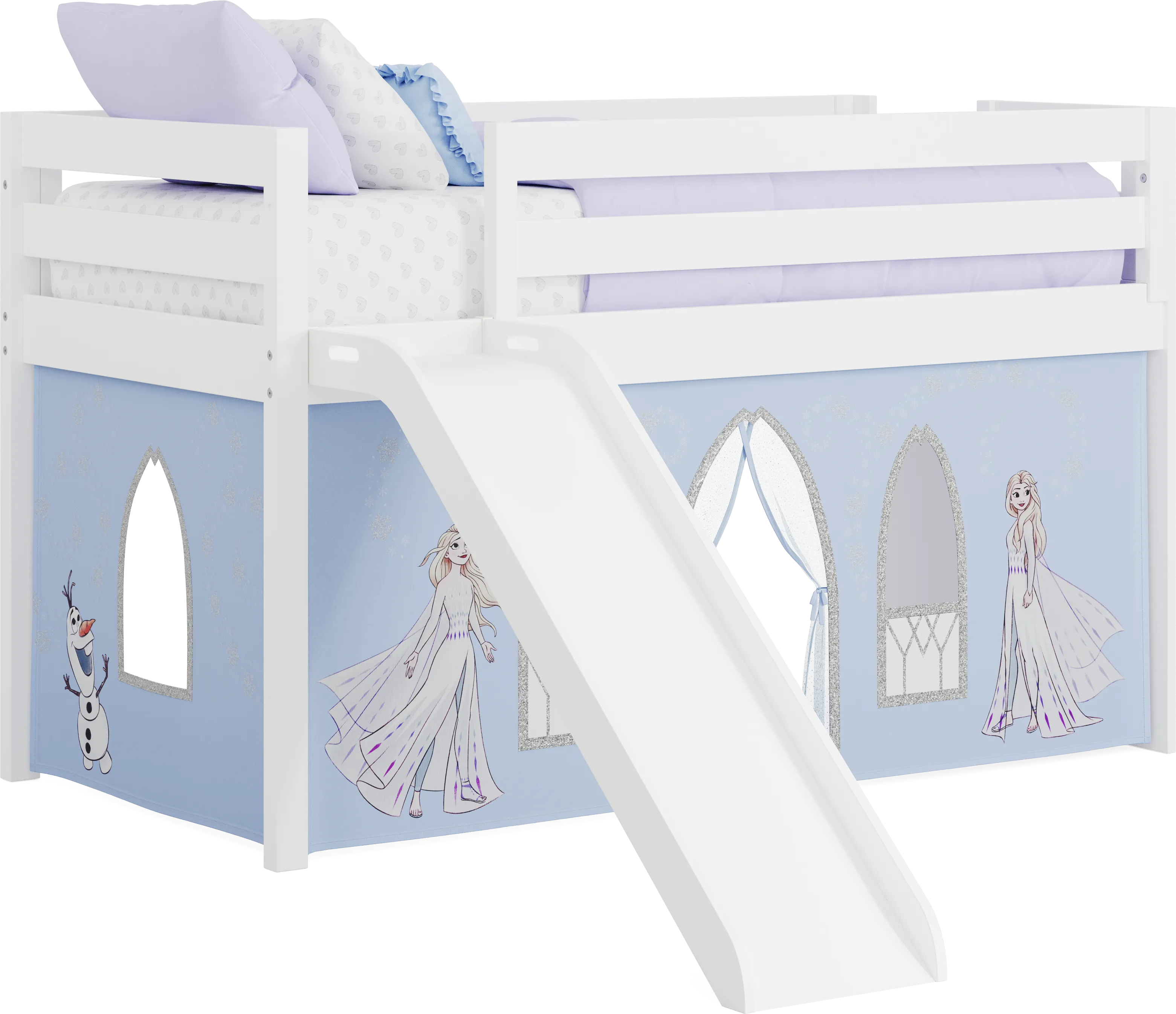 Frozen White Twin Low Loft with Slide - Thumbnail - Image 1
