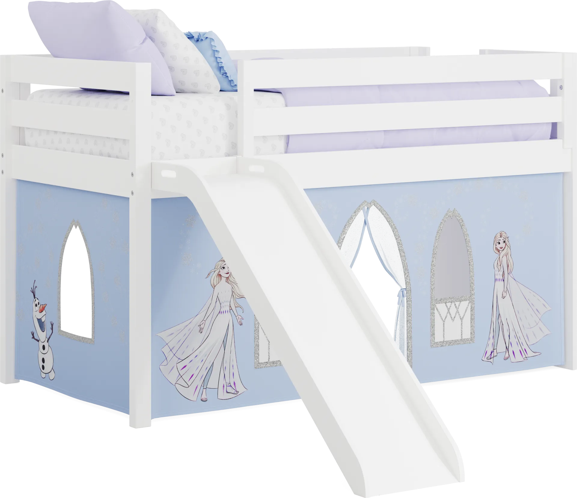 Frozen White Twin Low Loft with Slide - Image 1