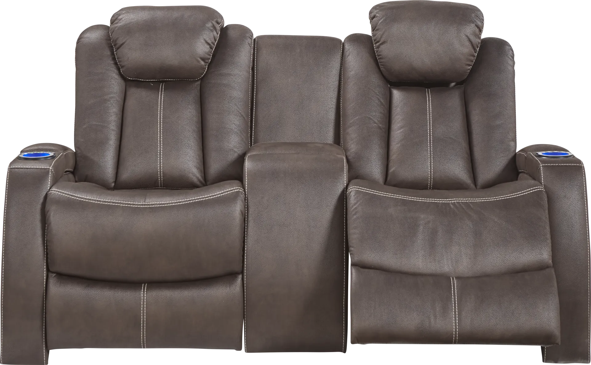 Crestline Brown Dual Power Reclining Console Loveseat - Image 2