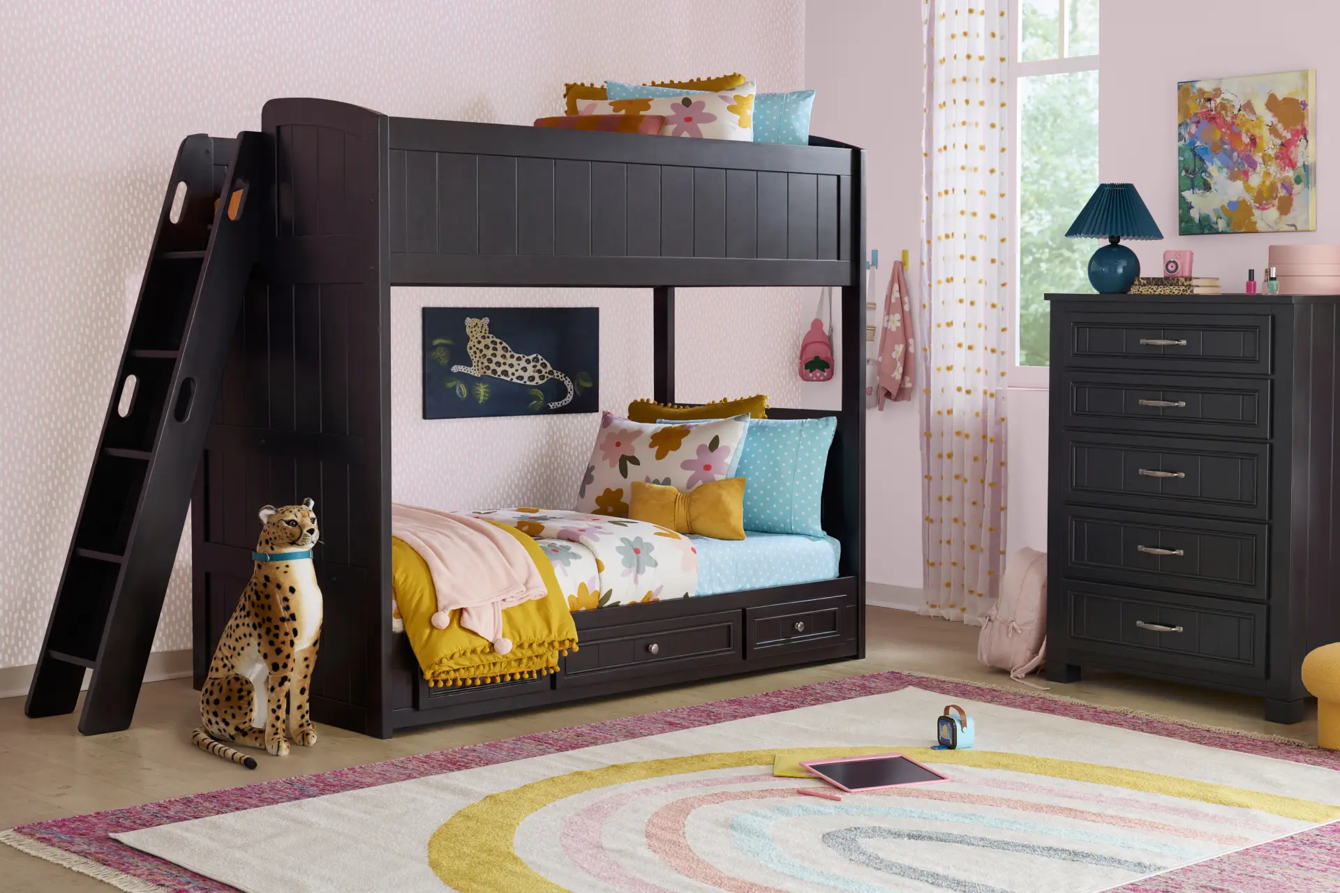 Kids Cottage Colors 2.0 Black Twin/Twin Bunk Bed