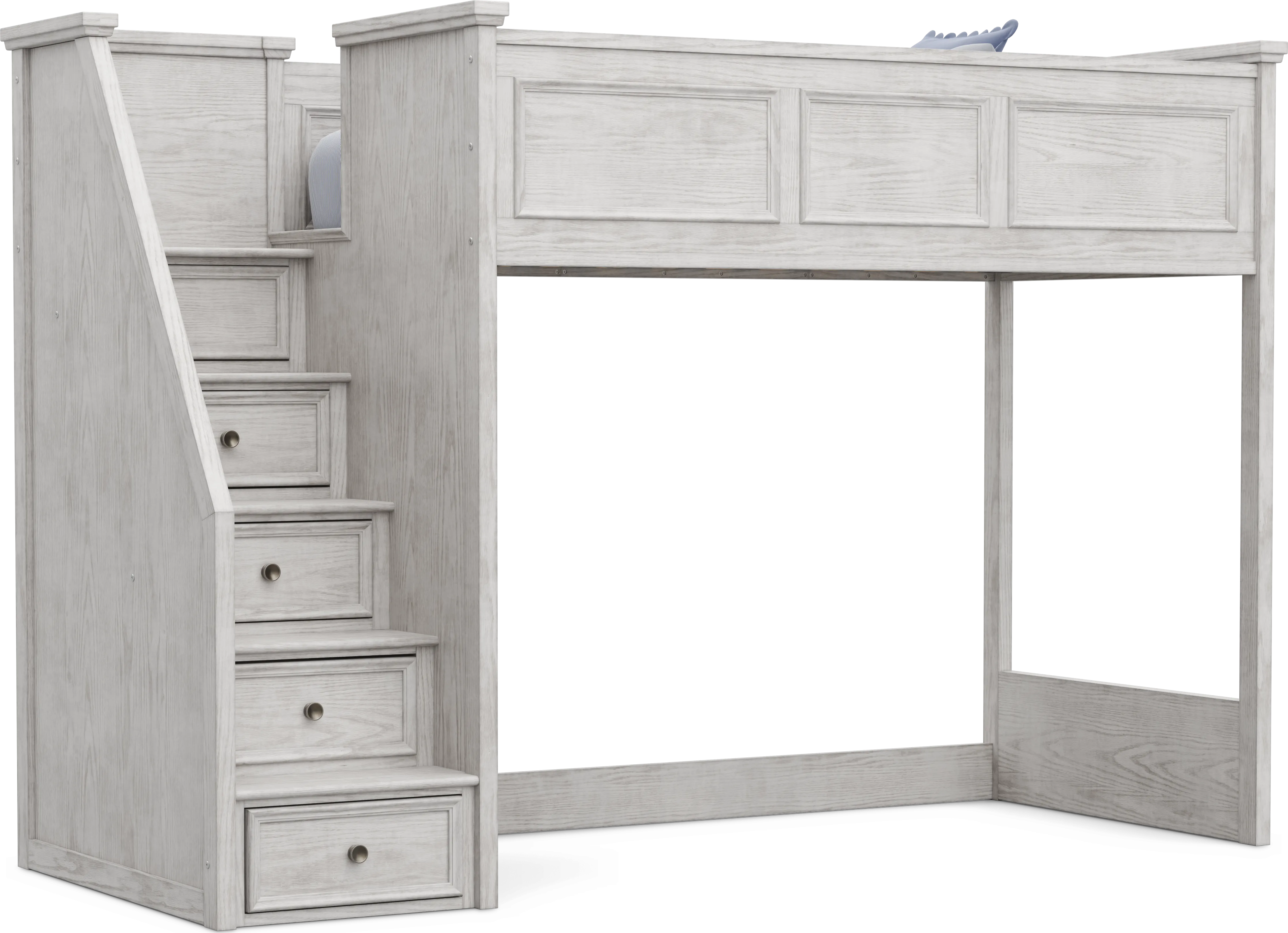 Kids Canyon Lake 2.0 Ash Gray Twin Step Loft Bed - Thumbnail - Image 1