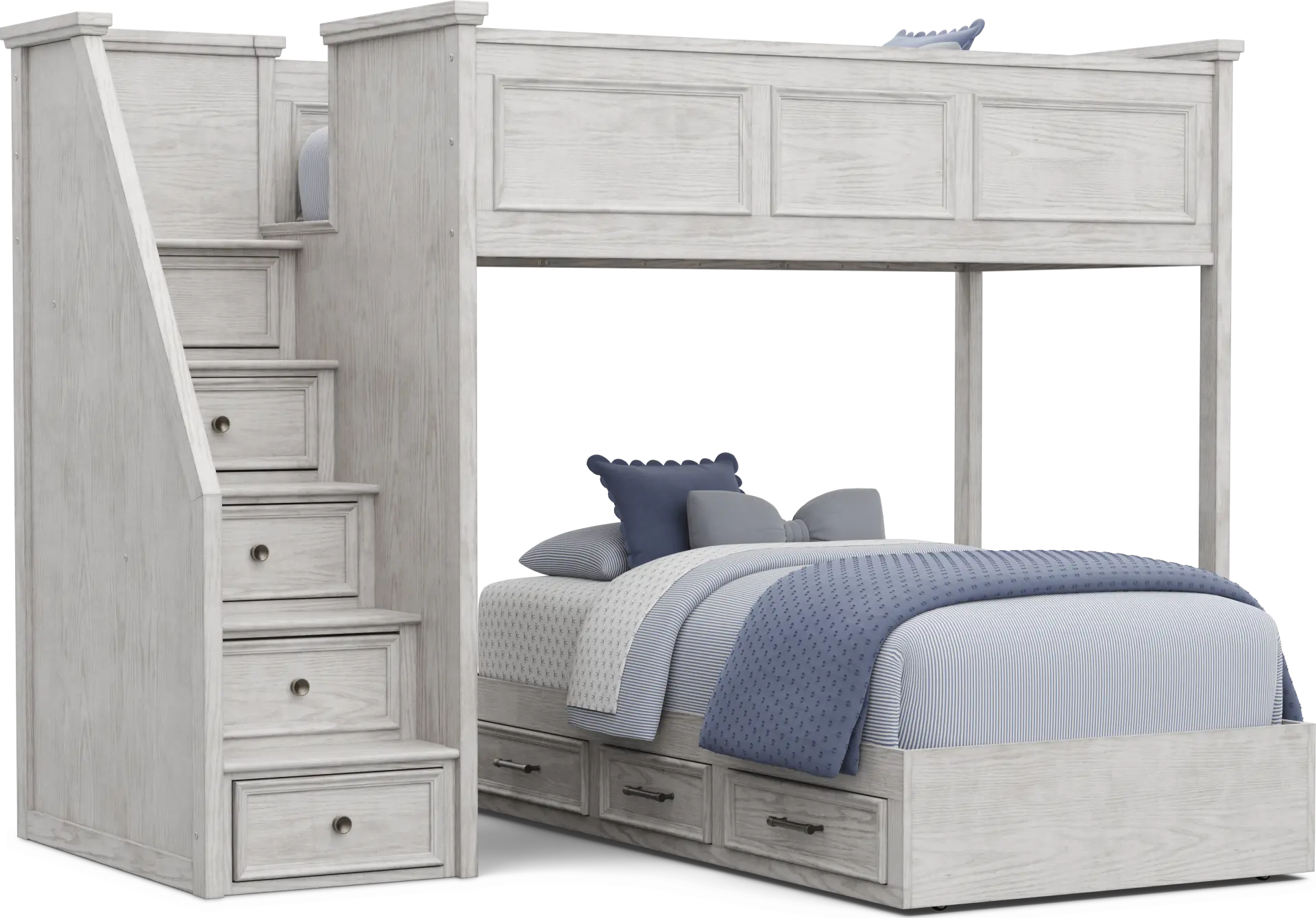 Kids Canyon Lake 2.0 Ash Gray Twin/Twin Step Bunk Bed