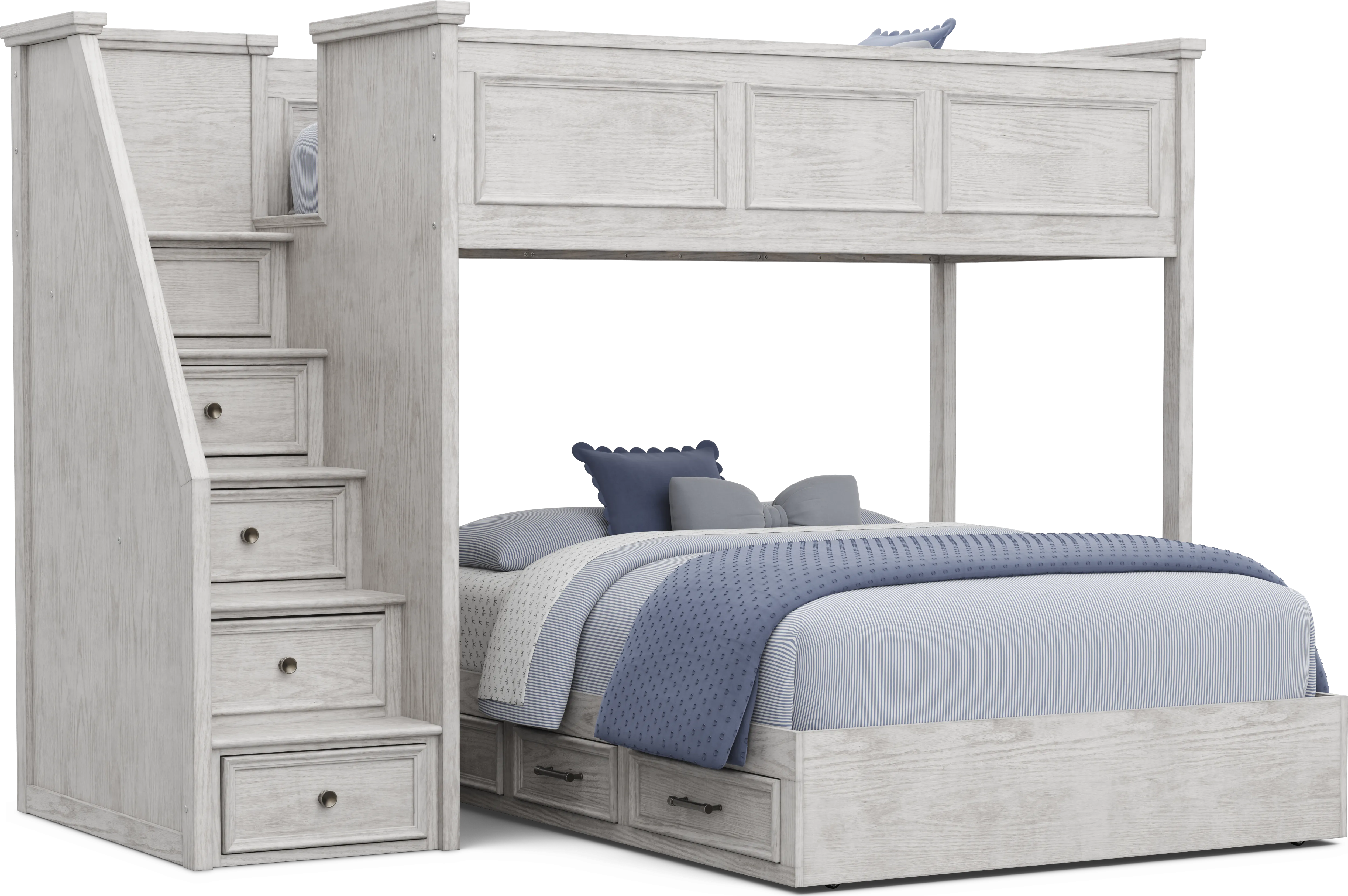 Kids Canyon Lake 2.0 Ash Gray Twin/Full Step Bunk Bed - Thumbnail - Image 1