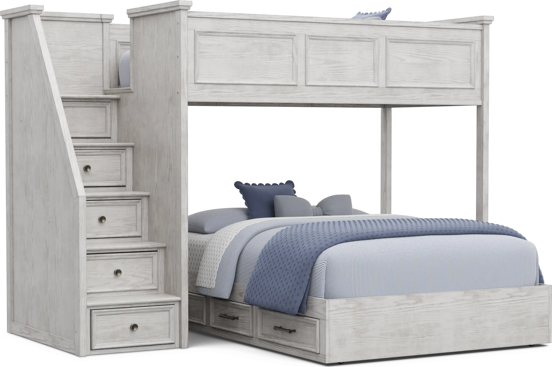 Kids Canyon Lake 2.0 Ash Gray Twin/Full Step Bunk Bed
