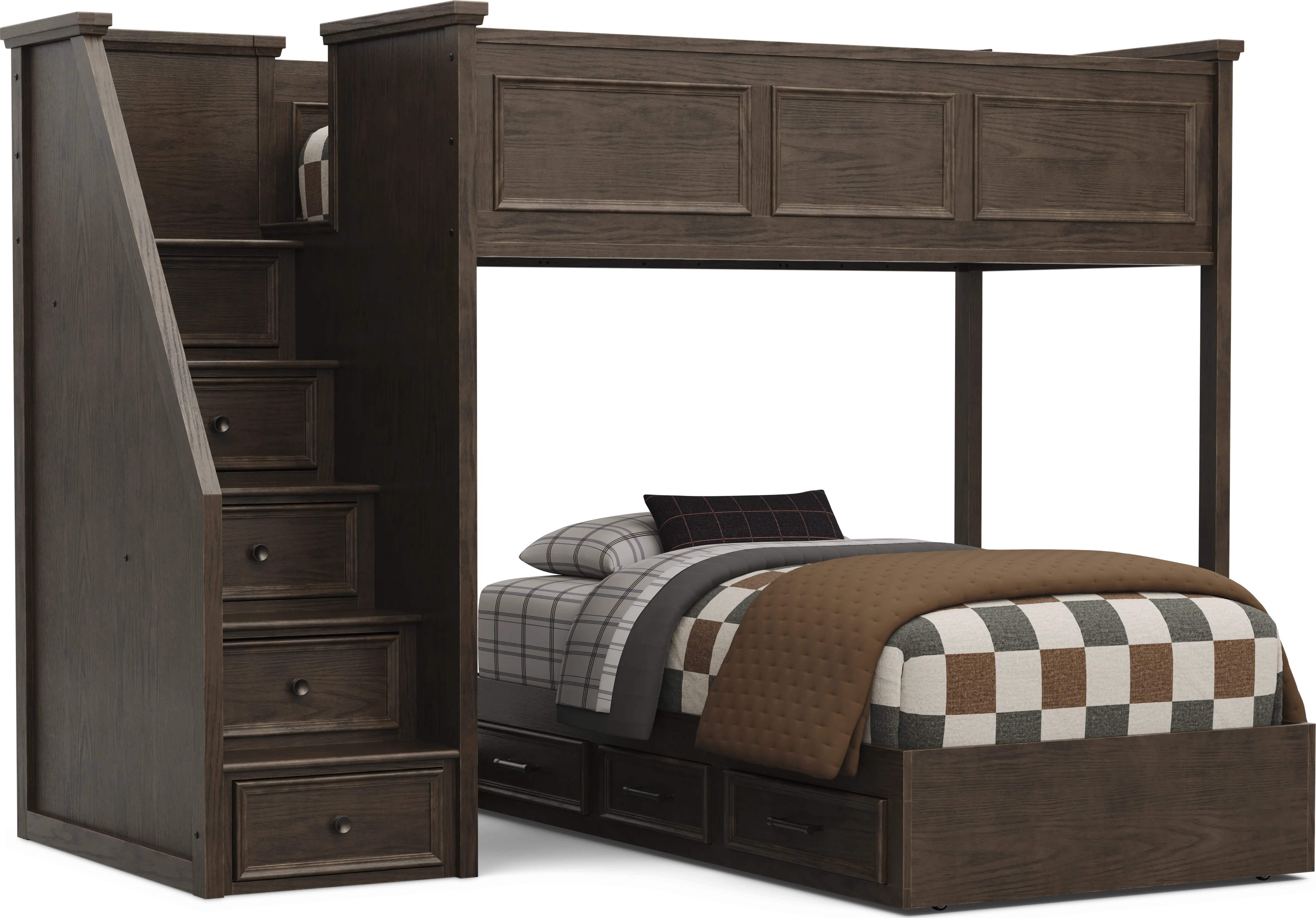 Kids Canyon Lake 2.0 Java Twin/Twin Step Bunk Bed - Thumbnail - Image 1