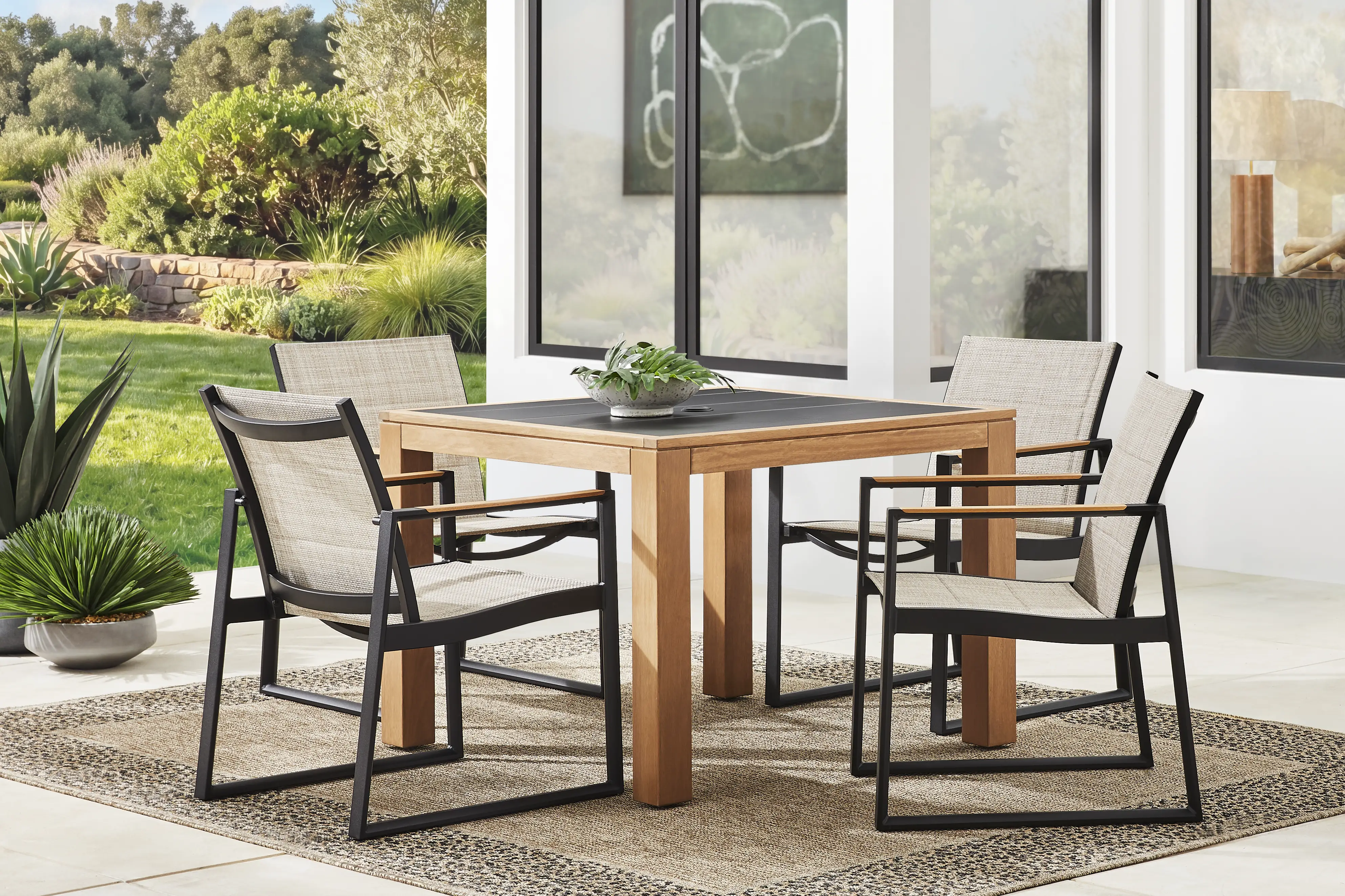 Shoreview Black 5 Pc Square Outdoor Dining Set - Thumbnail - Image 1