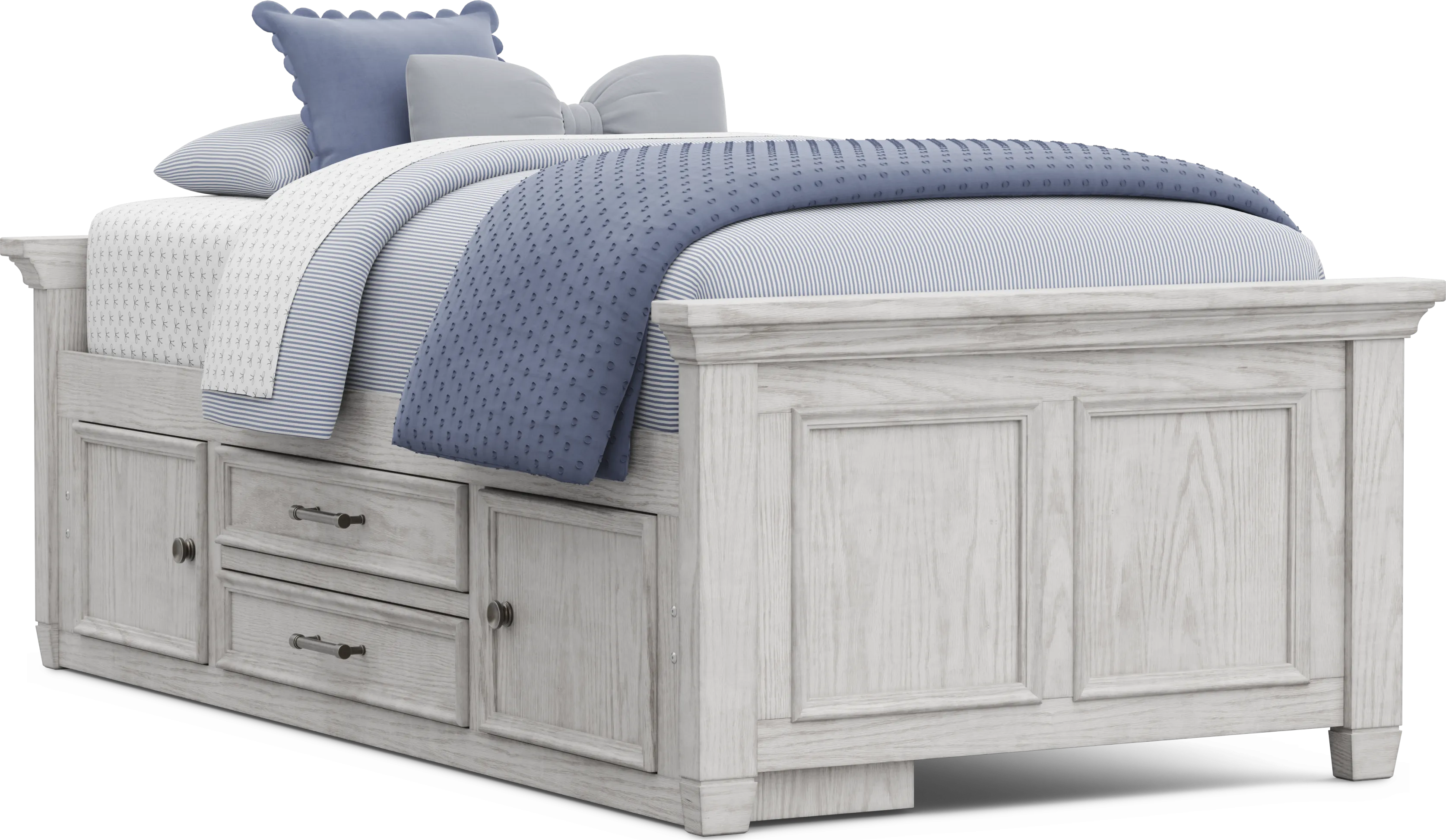 Kids Canyon Lake 2.0 Ash Gray Twin Low Profile Bed with Storage Side Rail - Thumbnail - Image 1