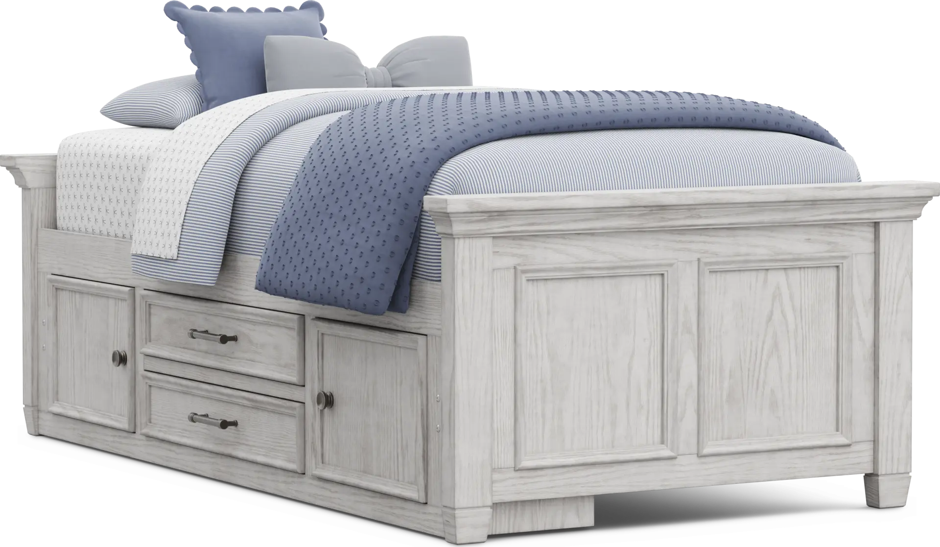 Kids Canyon Lake 2.0 Ash Gray Twin Low Profile Bed with Storage Side Rail
