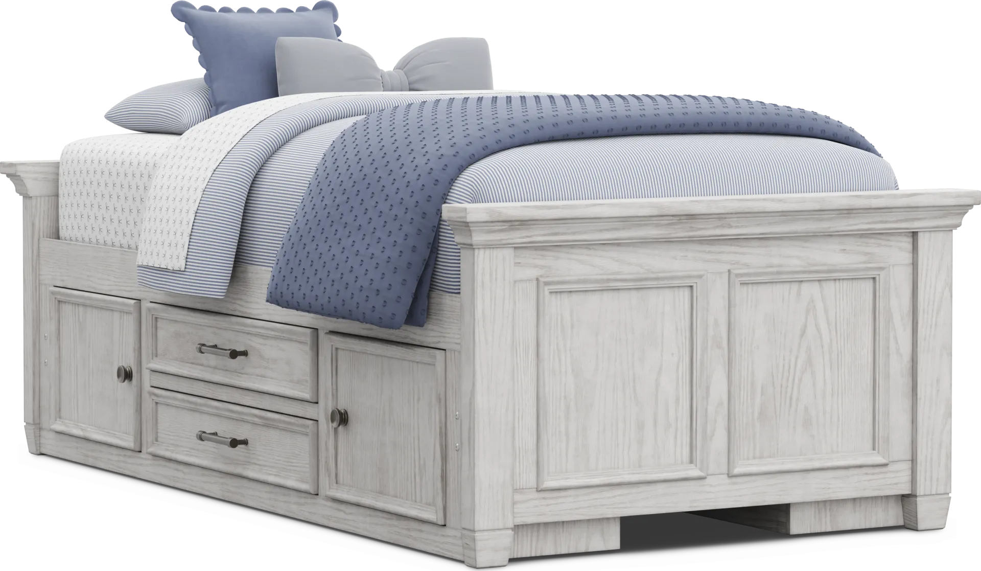 Kids Canyon Lake 2.0 Ash Gray Twin Low Profile Bed with 2 Storage Side Rails - Image 1