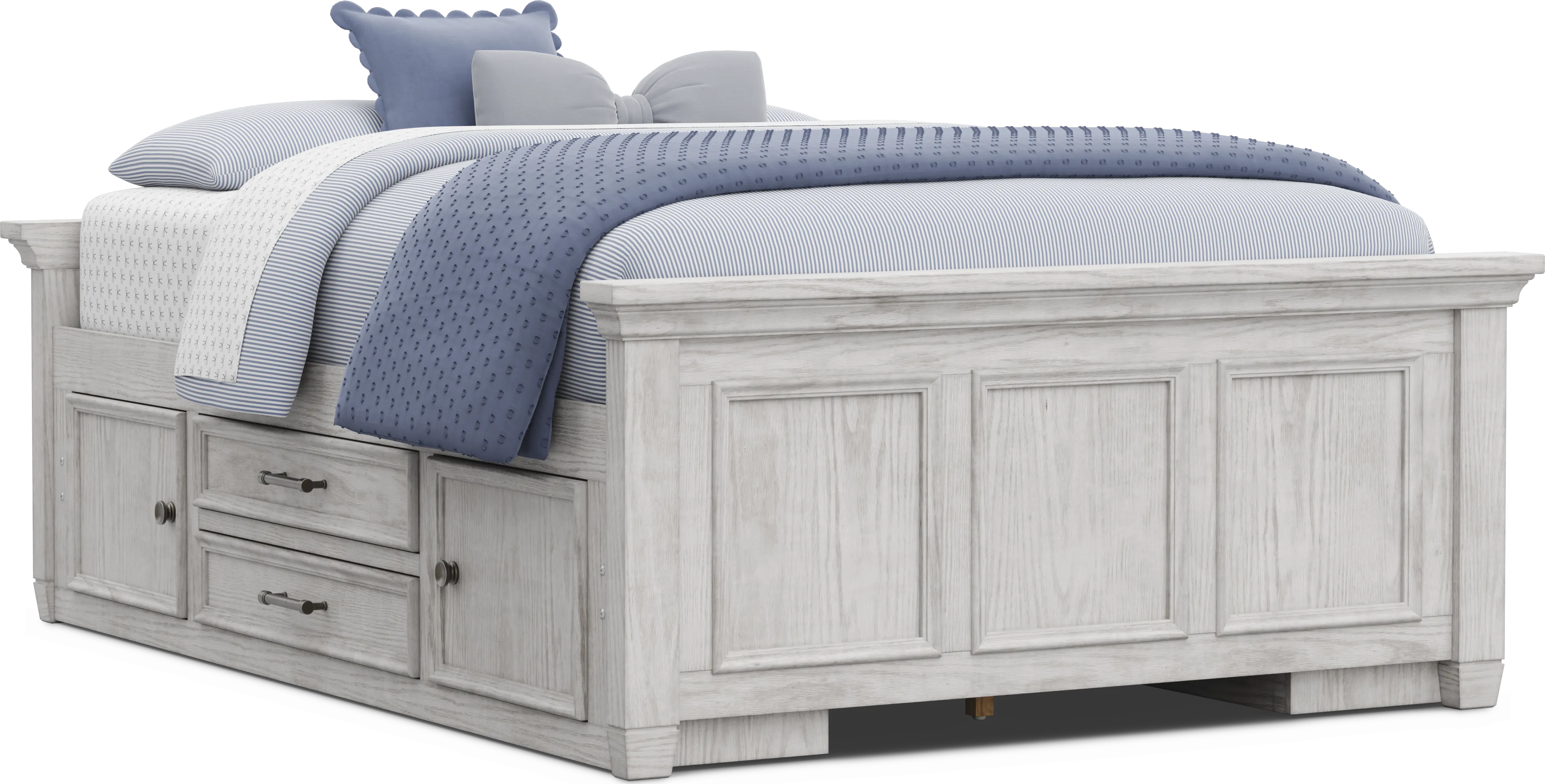 Kids Canyon Lake 2.0 Ash Gray Full Low Profile Bed with 2 Storage Side Rails - Thumbnail - Image 1