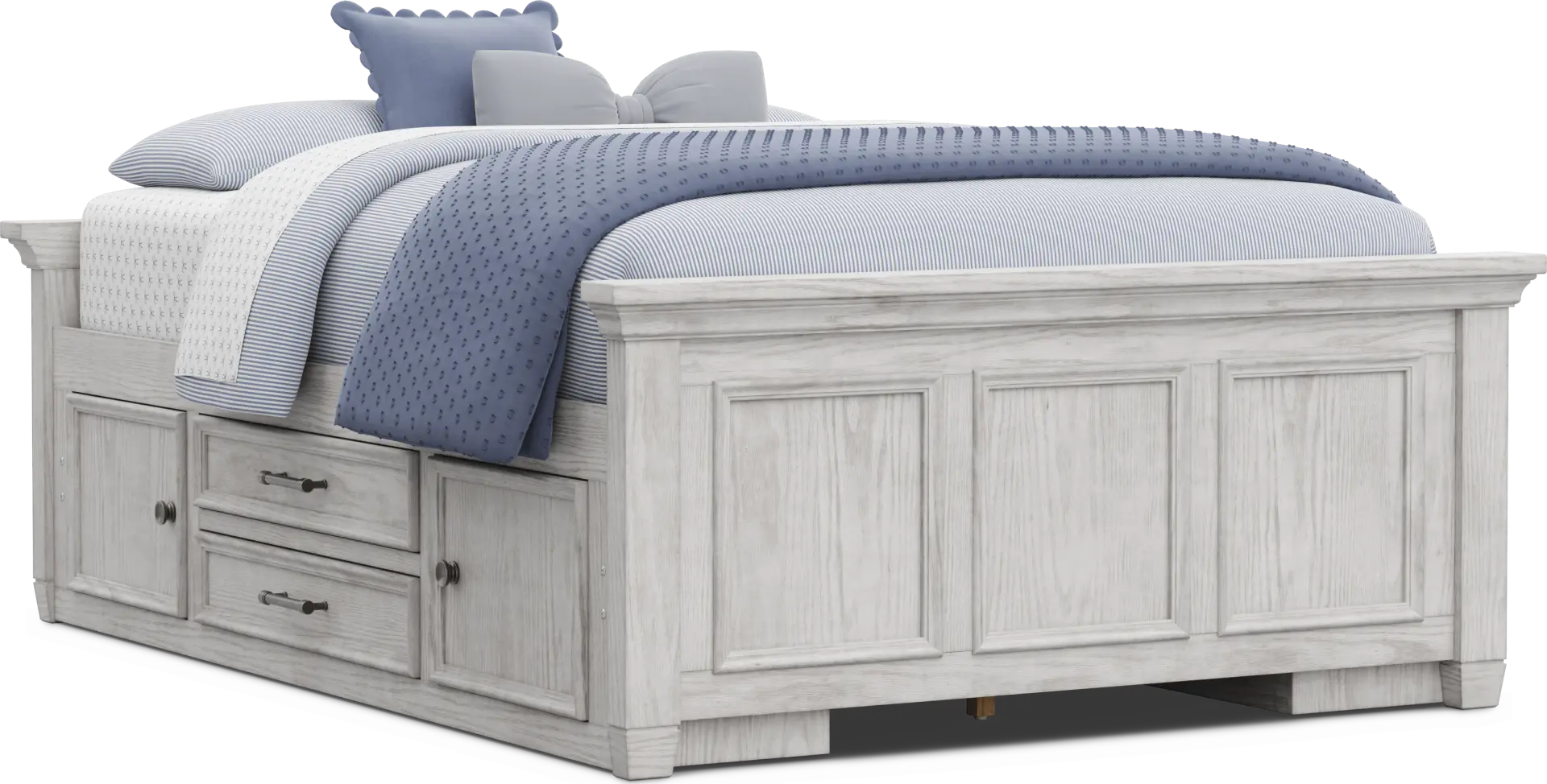 Kids Canyon Lake 2.0 Ash Gray Full Low Profile Bed with 2 Storage Side Rails