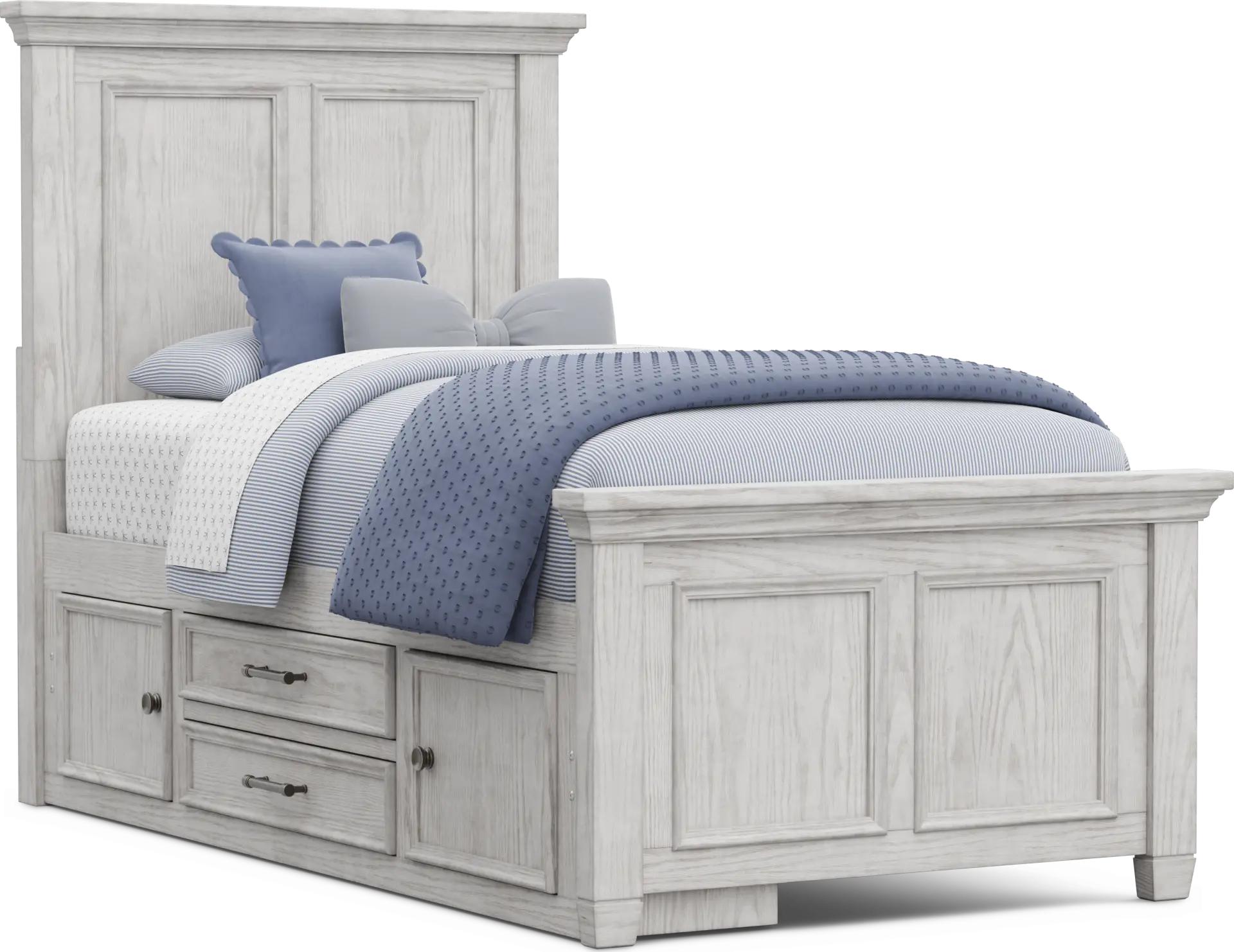 Kids Canyon Lake 2.0 Ash Gray Twin Panel Bed with Storage Side Rail