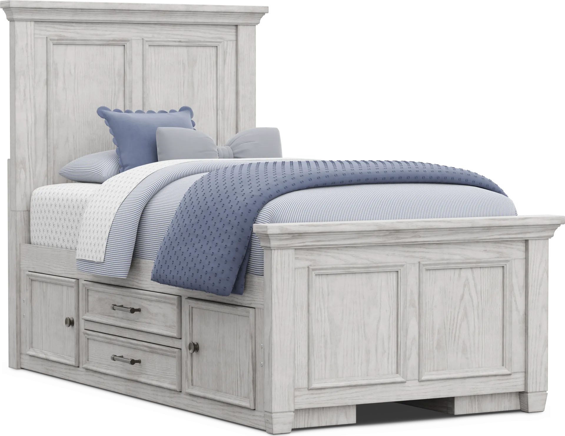 Kids Canyon Lake 2.0 Ash Gray Twin Panel Bed with 2 Storage Side Rails - Image 1