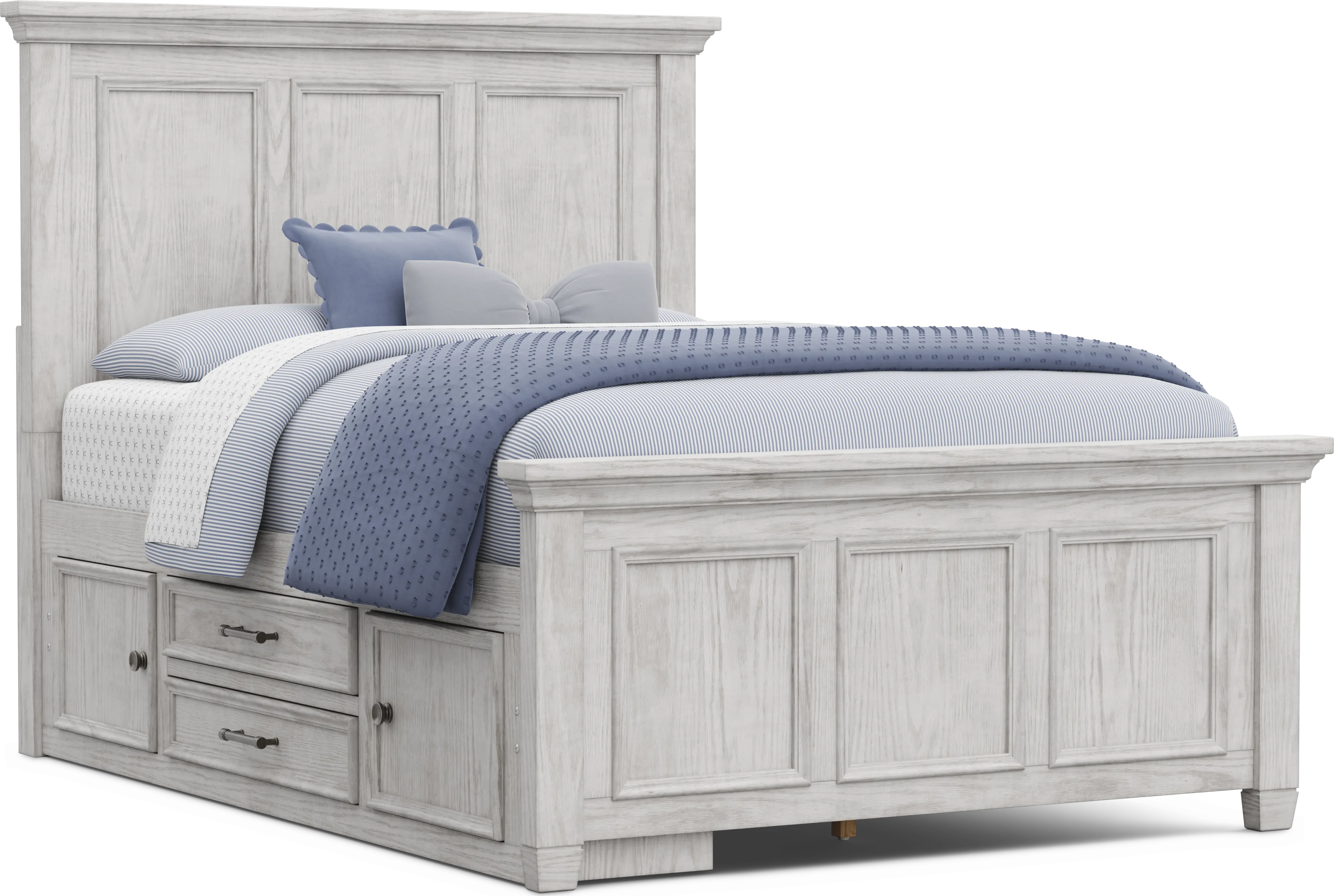 Kids Canyon Lake 2.0 Ash Gray Full Panel Bed with Storage Side Rail - Image 2