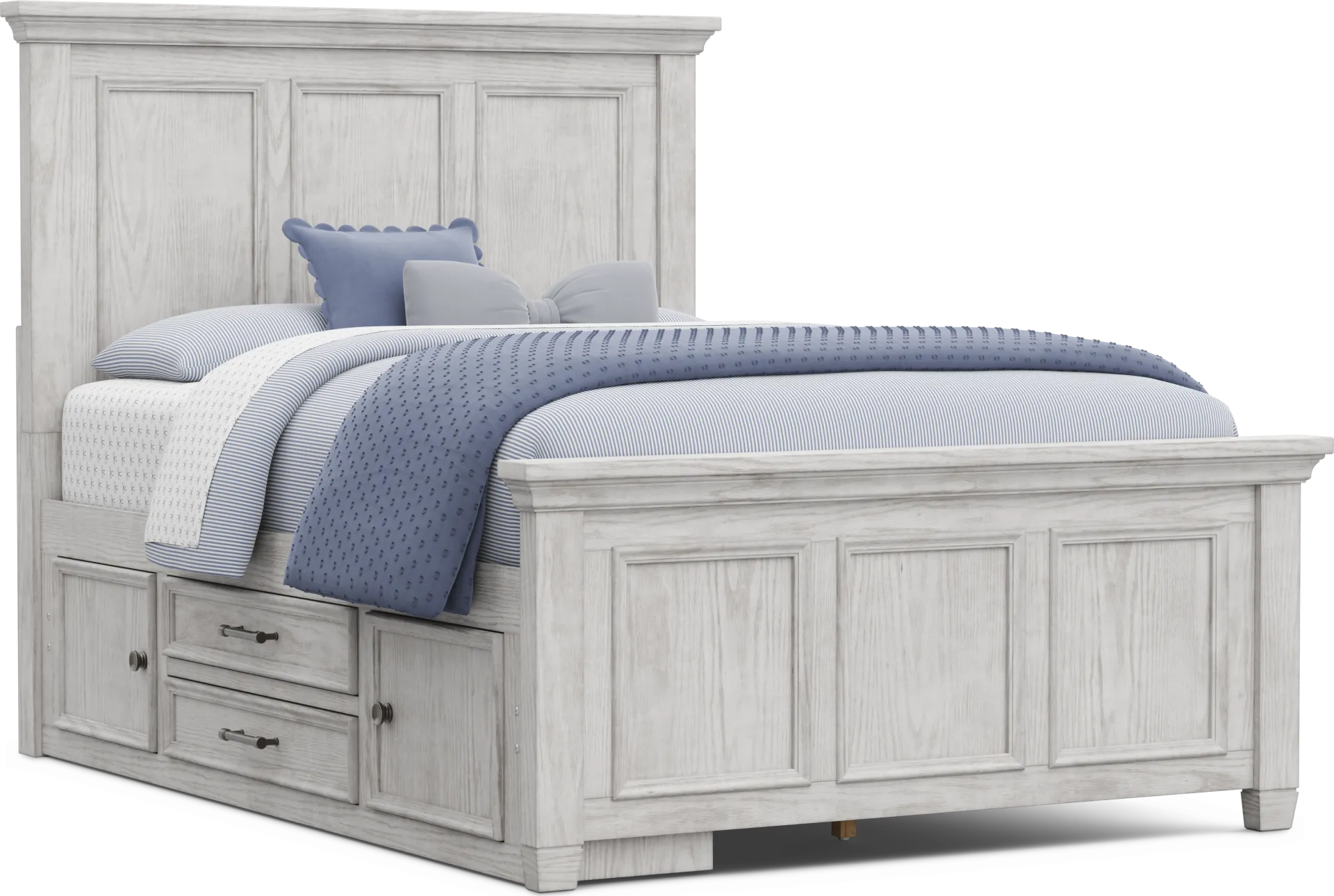 Kids Canyon Lake 2.0 Ash Gray Full Panel Bed with Storage Side Rail - Image 2
