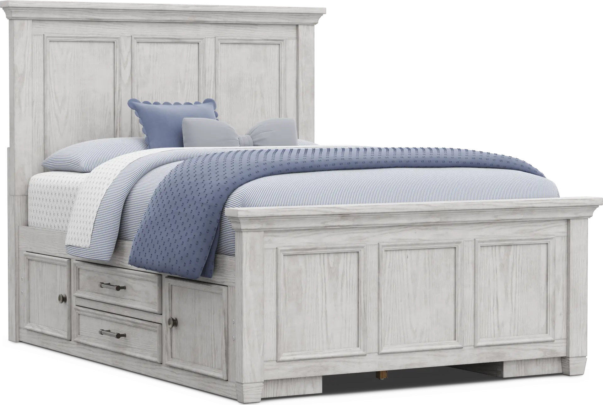 Kids Canyon Lake 2.0 Ash Gray Full Panel Bed with 2 Storage Side Rails