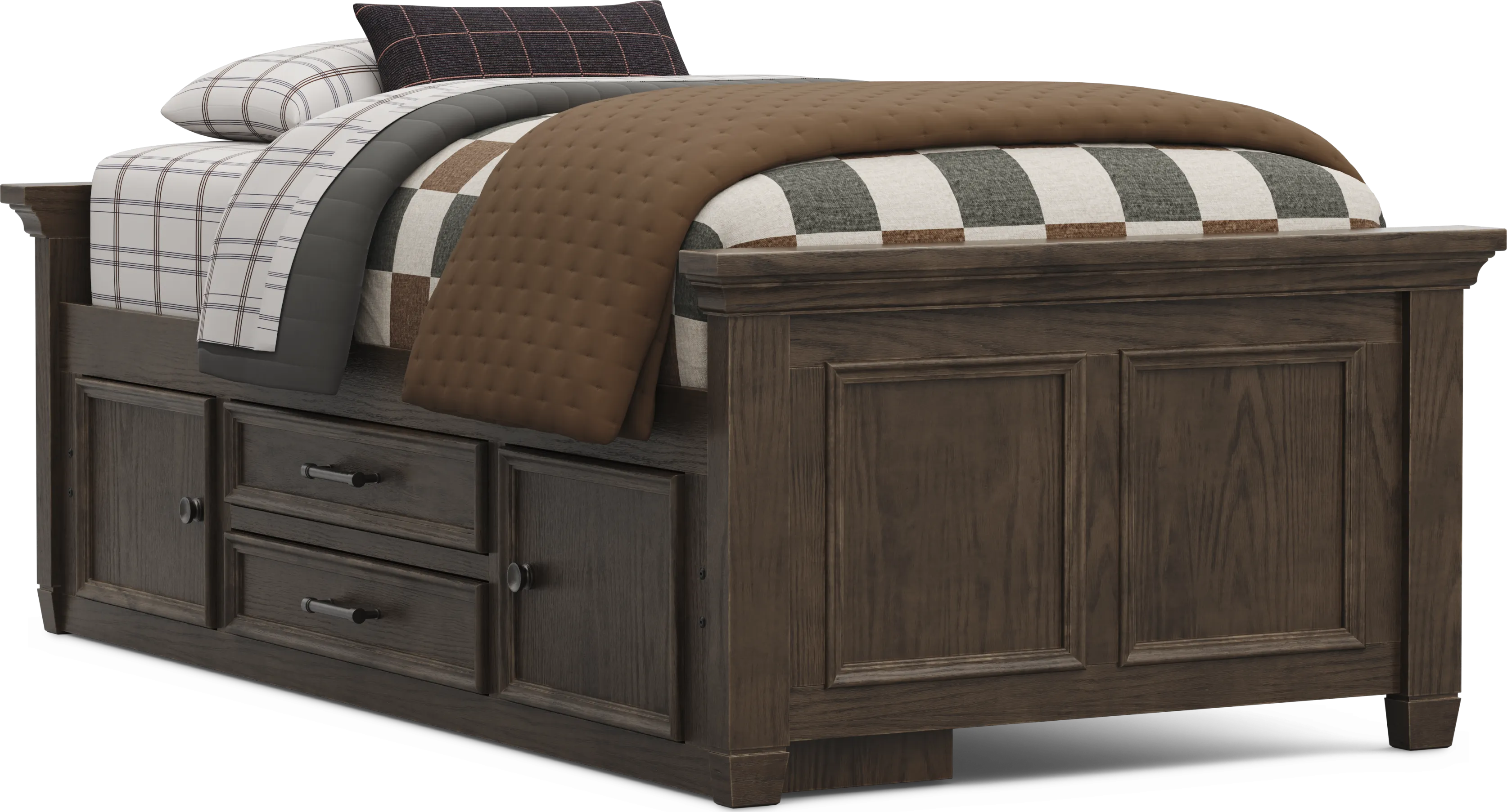 Kids Canyon Lake 2.0 Java Twin Low Profile Bed with Storage Side Rail - Thumbnail - Image 1