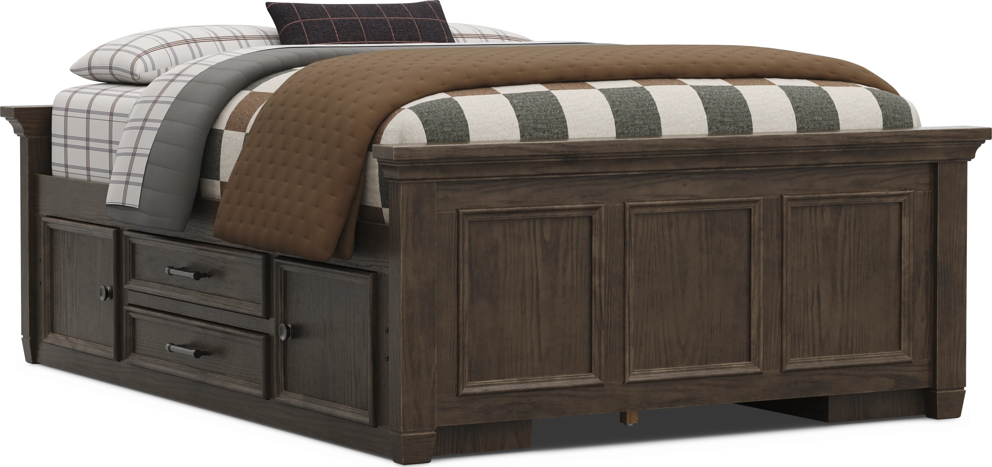Kids Canyon Lake 2.0 Java Full Low Profile Bed with 2 Storage Side Rails - Thumbnail - Image 1