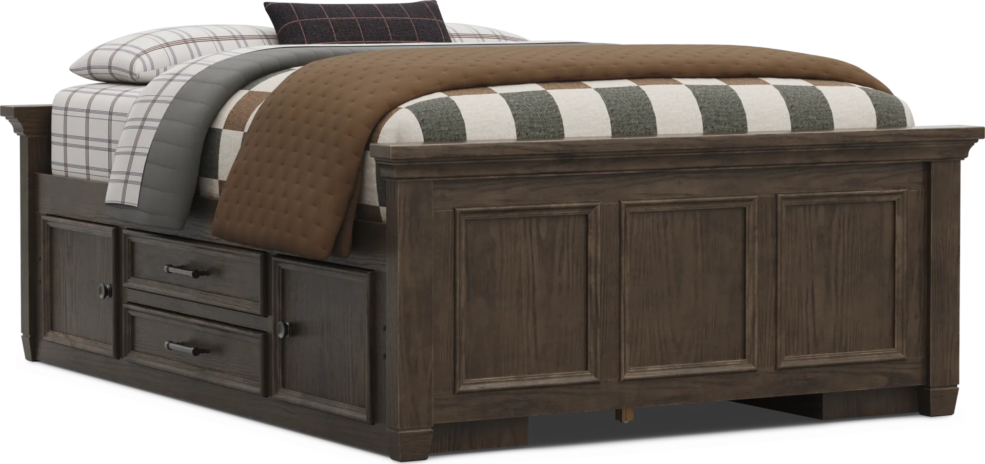 Kids Canyon Lake 2.0 Java Full Low Profile Bed with 2 Storage Side Rails - Image 1