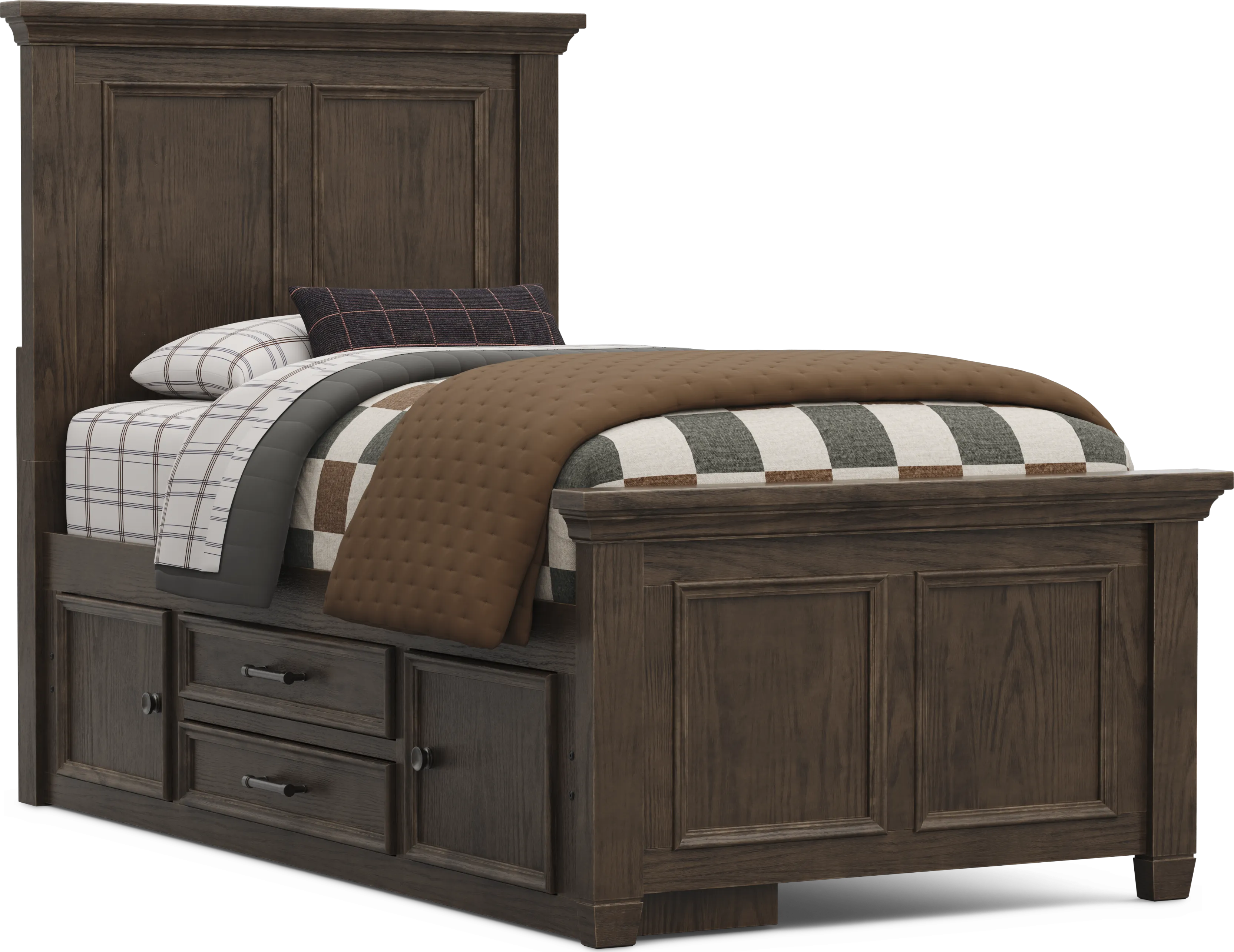 Kids Canyon Lake 2.0 Java Twin Panel Bed with Storage Side Rail - Thumbnail - Image 1