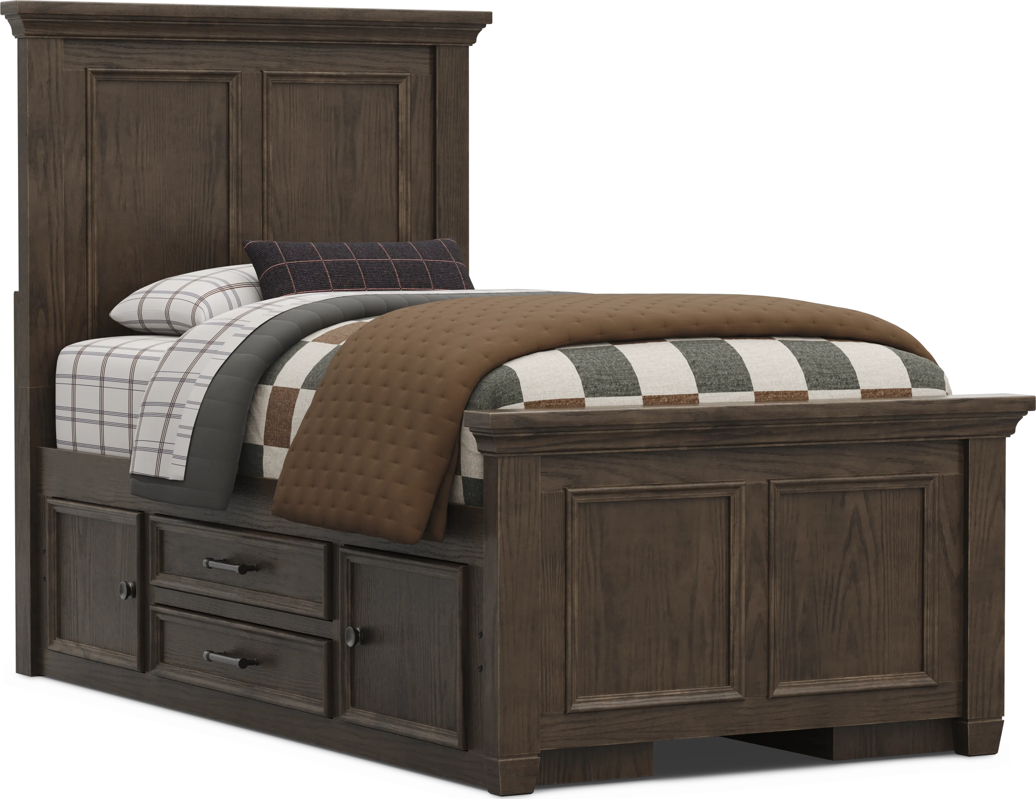 Kids Canyon Lake 2.0 Java Twin Panel Bed with 2 Storage Side Rails - Thumbnail - Image 1