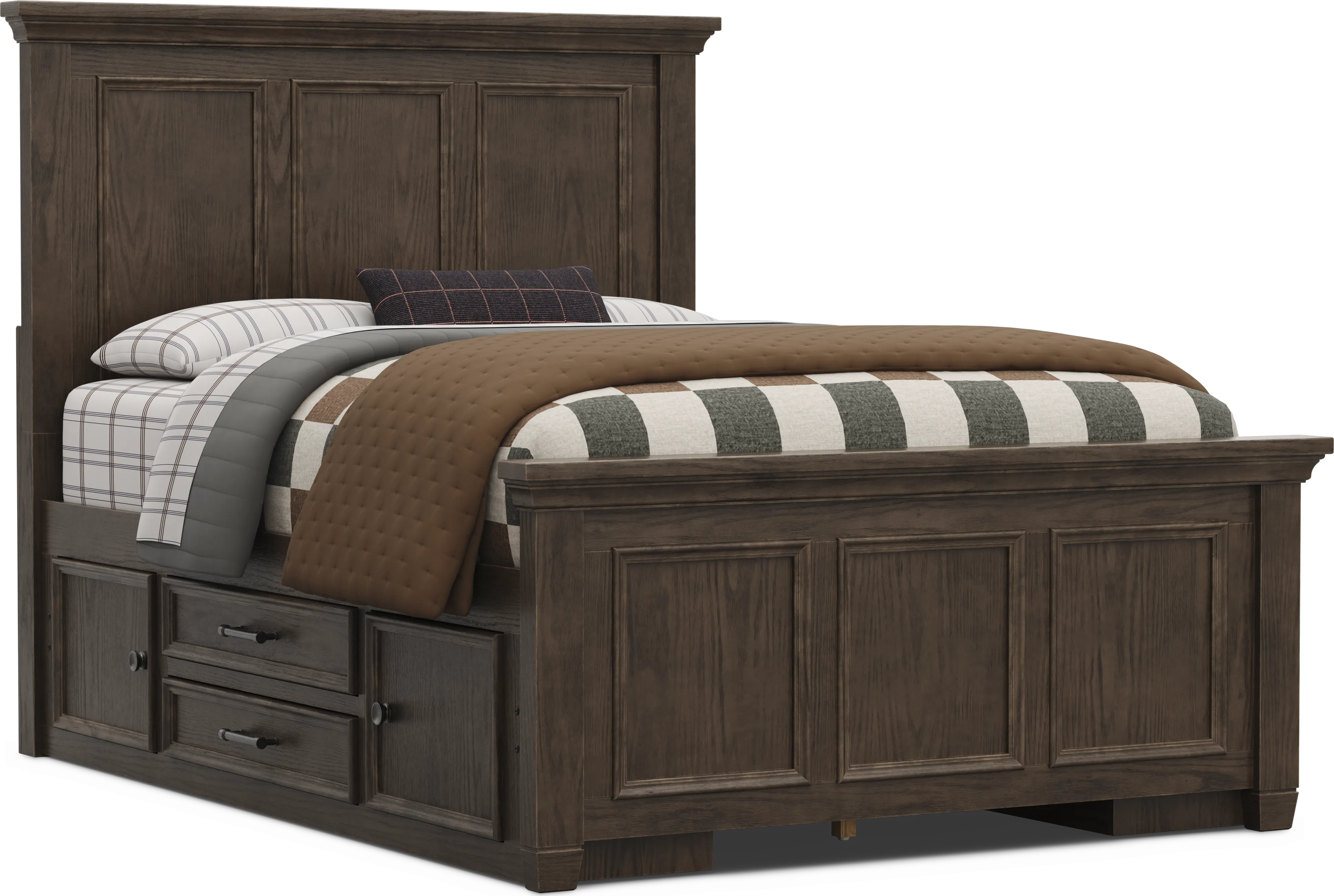 Kids Canyon Lake 2.0 Java Full Panel Bed with 2 Storage Side Rails - Thumbnail - Image 1