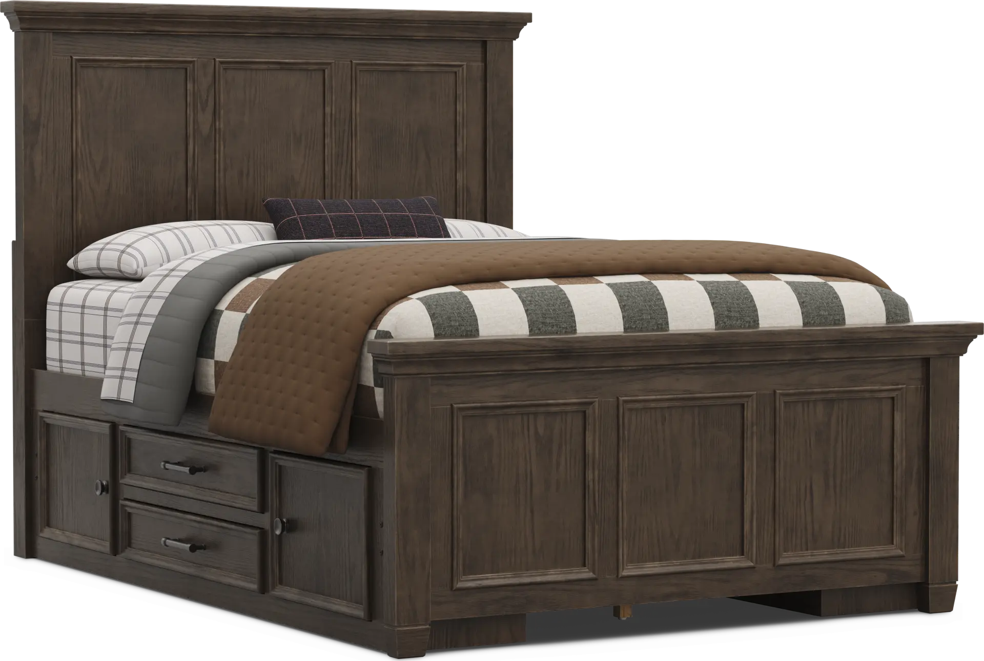 Kids Canyon Lake 2.0 Java Full Panel Bed with 2 Storage Side Rails