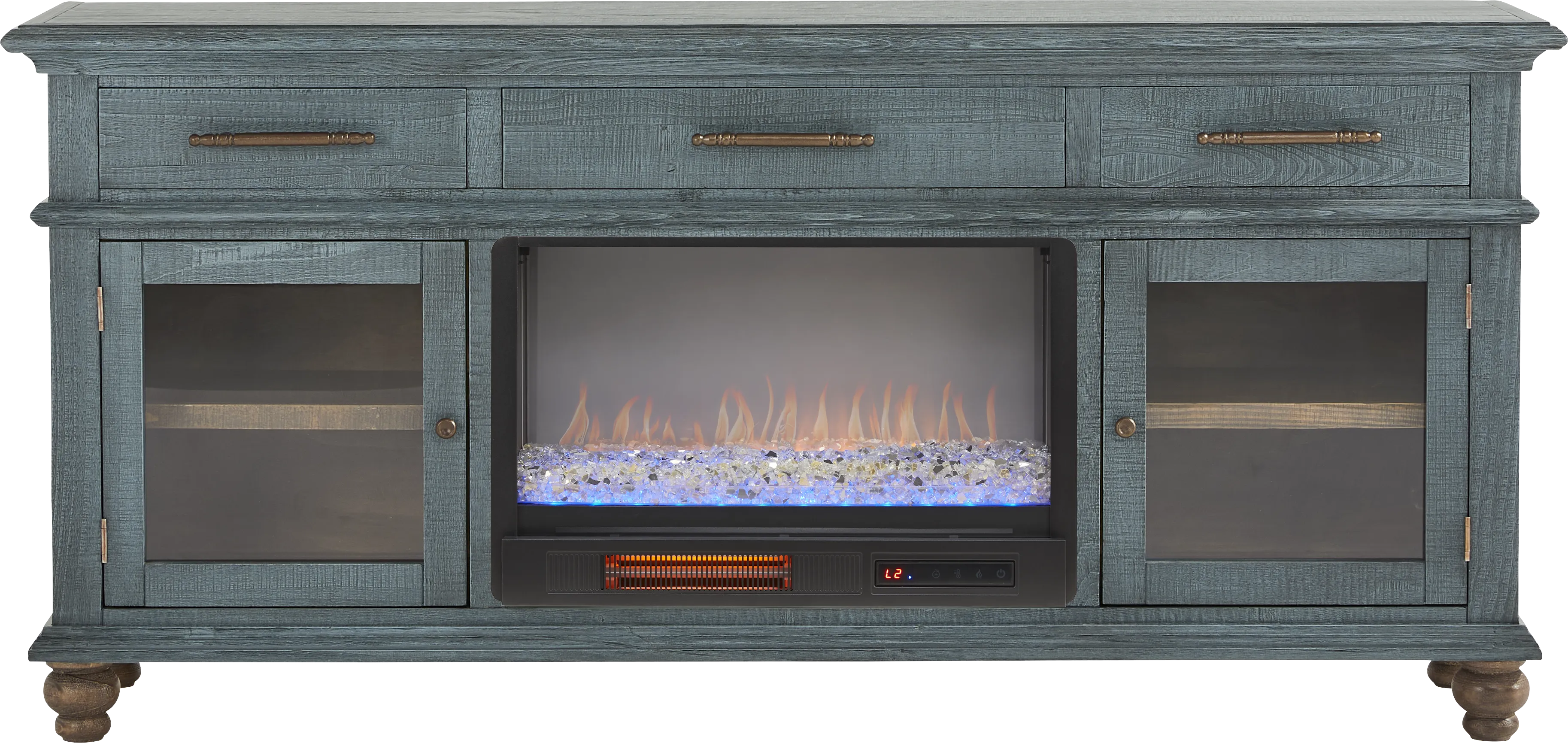 Elmstead Blue 72 in. Credenza with Electric Fireplace - Thumbnail - Image 1