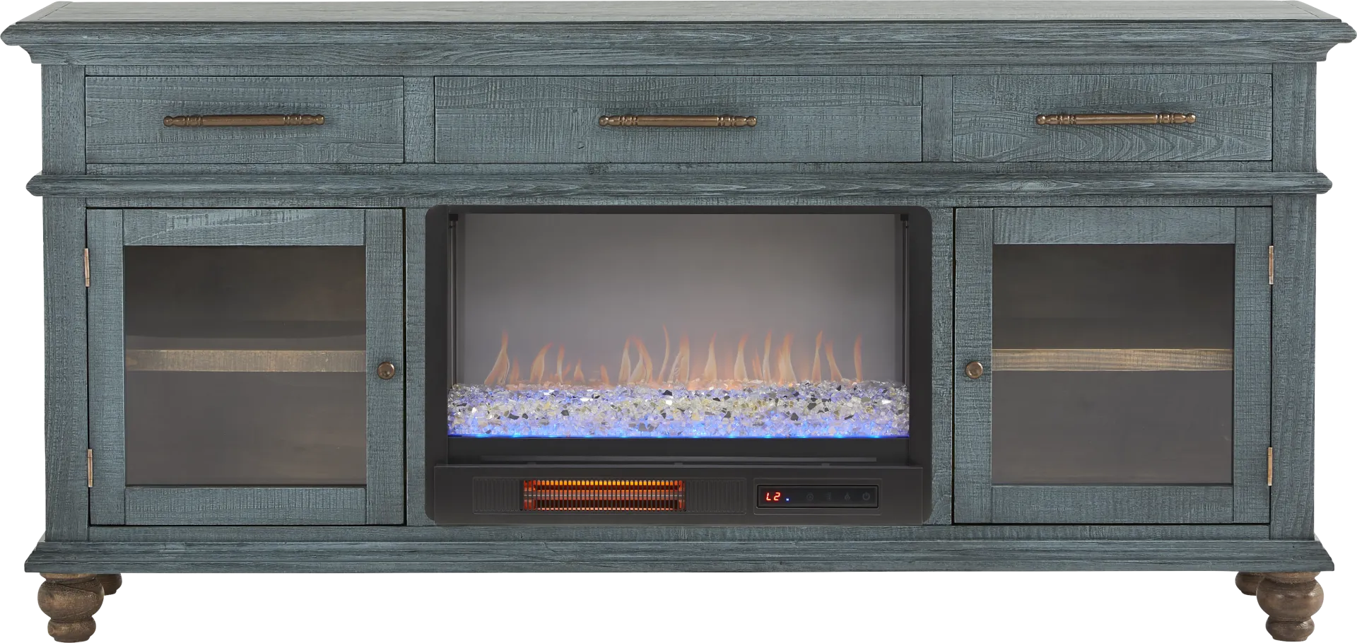 Elmstead Blue 72 in. Credenza with Electric Fireplace - Image 1