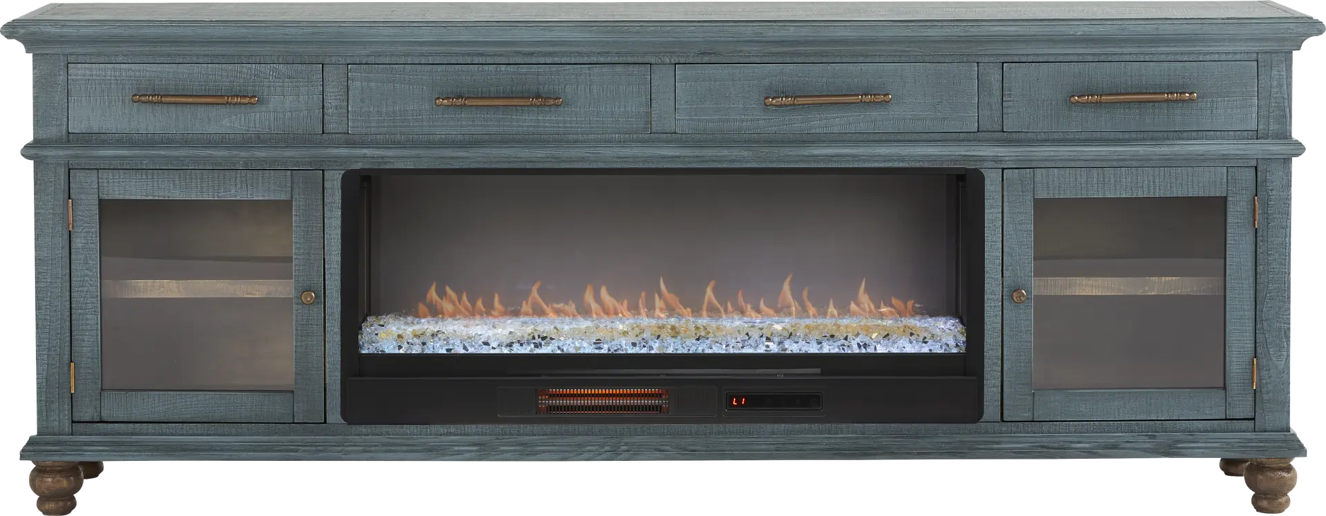 Elmstead Blue 88 in. Credenza with Electric Fireplace