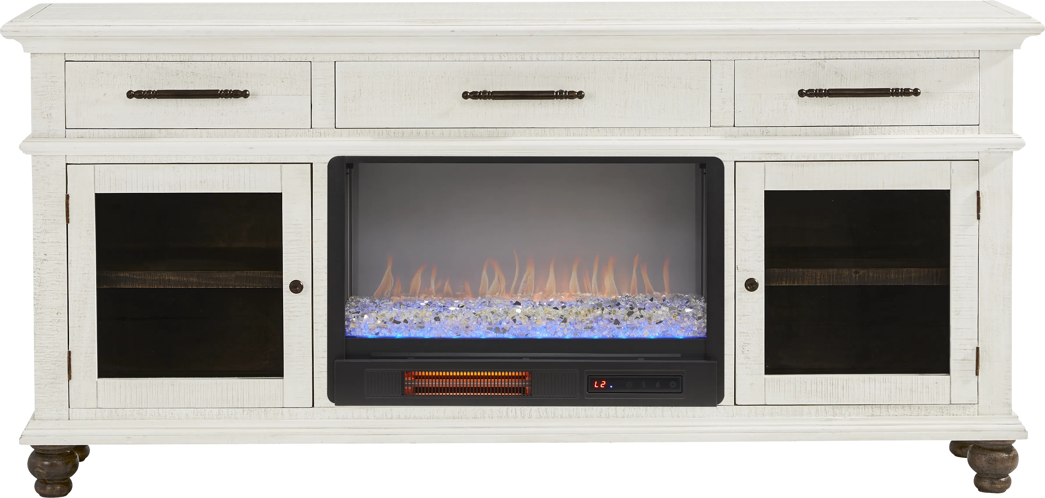 Elmstead White 72 in. Credenza with Electric Fireplace - Thumbnail - Image 1