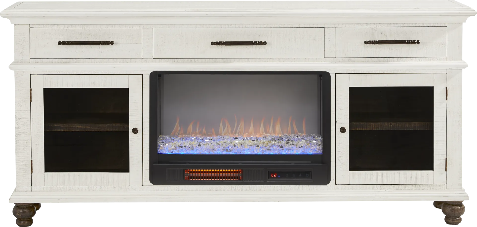 Elmstead White 72 in. Credenza with Electric Fireplace - Image 1