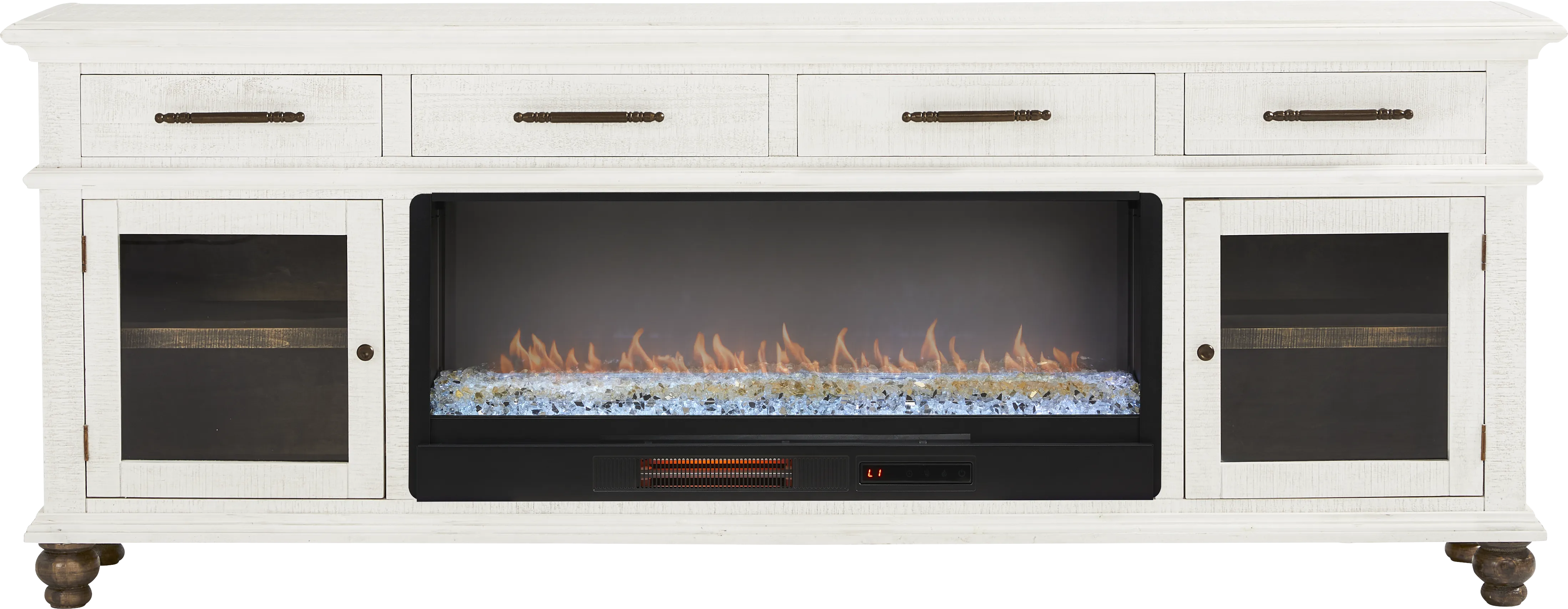 Elmstead White 88 in. Credenza with Electric Fireplace - Thumbnail - Image 1