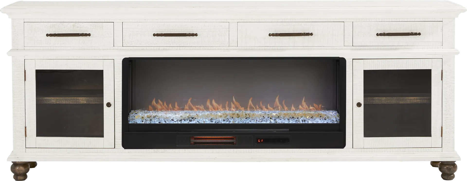Elmstead White 88 in. Credenza with Electric Fireplace - Image 1