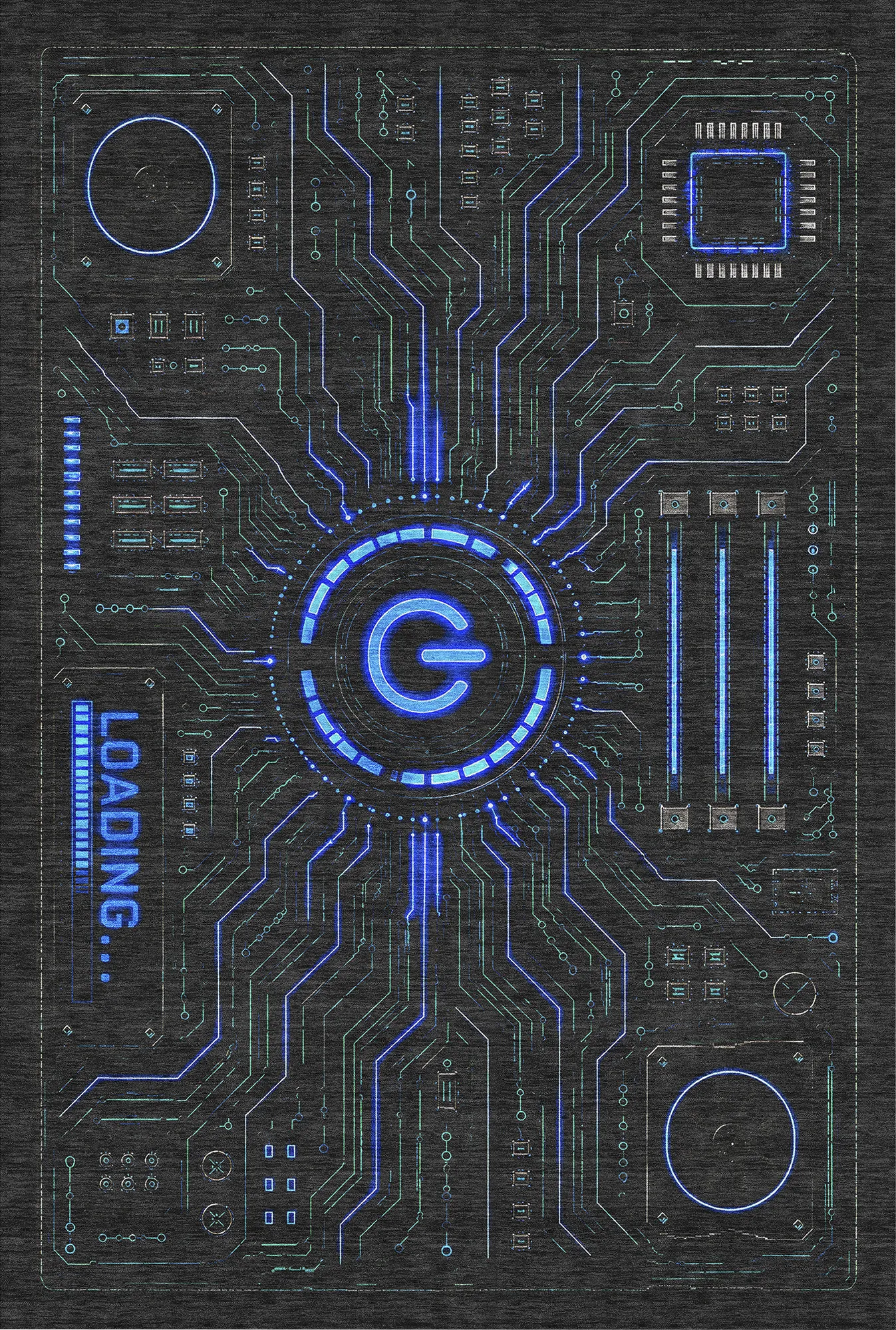 Kids Power On Black 5' x 7'6 Gamer Rug - Image 1
