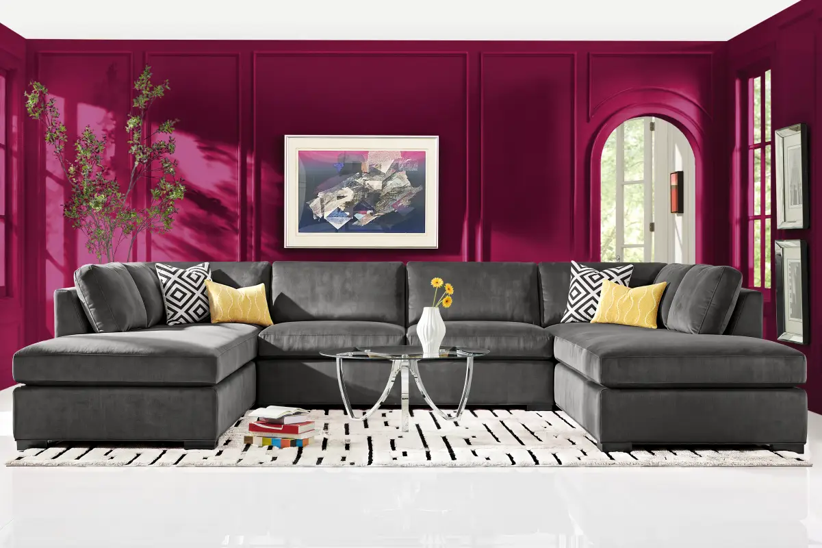Harmonie Gunmetal 3 Pc Gel Foam Sleeper Sectional