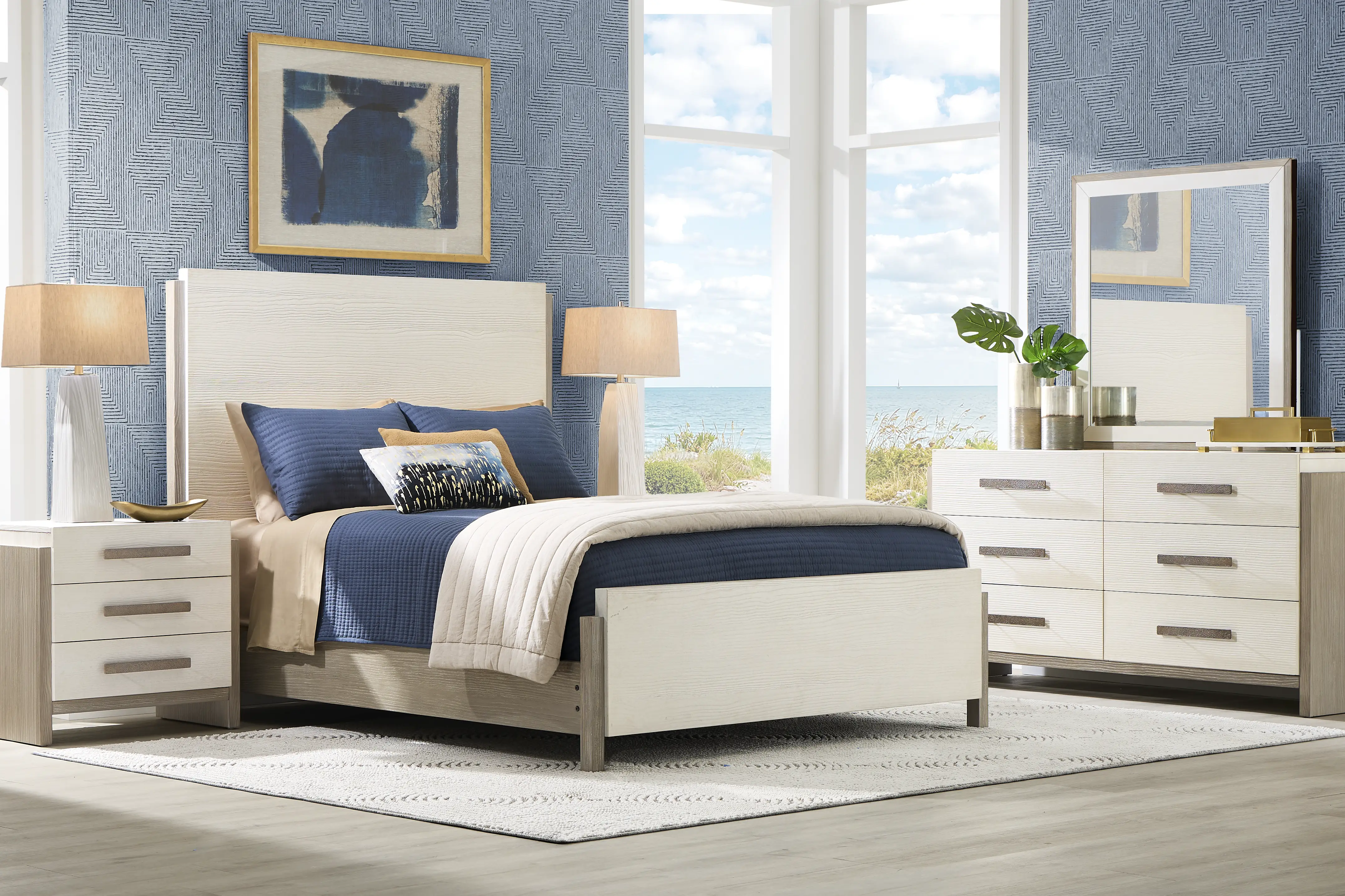 Carmen Villa White 3 Pc Queen Panel Bed - Image 2