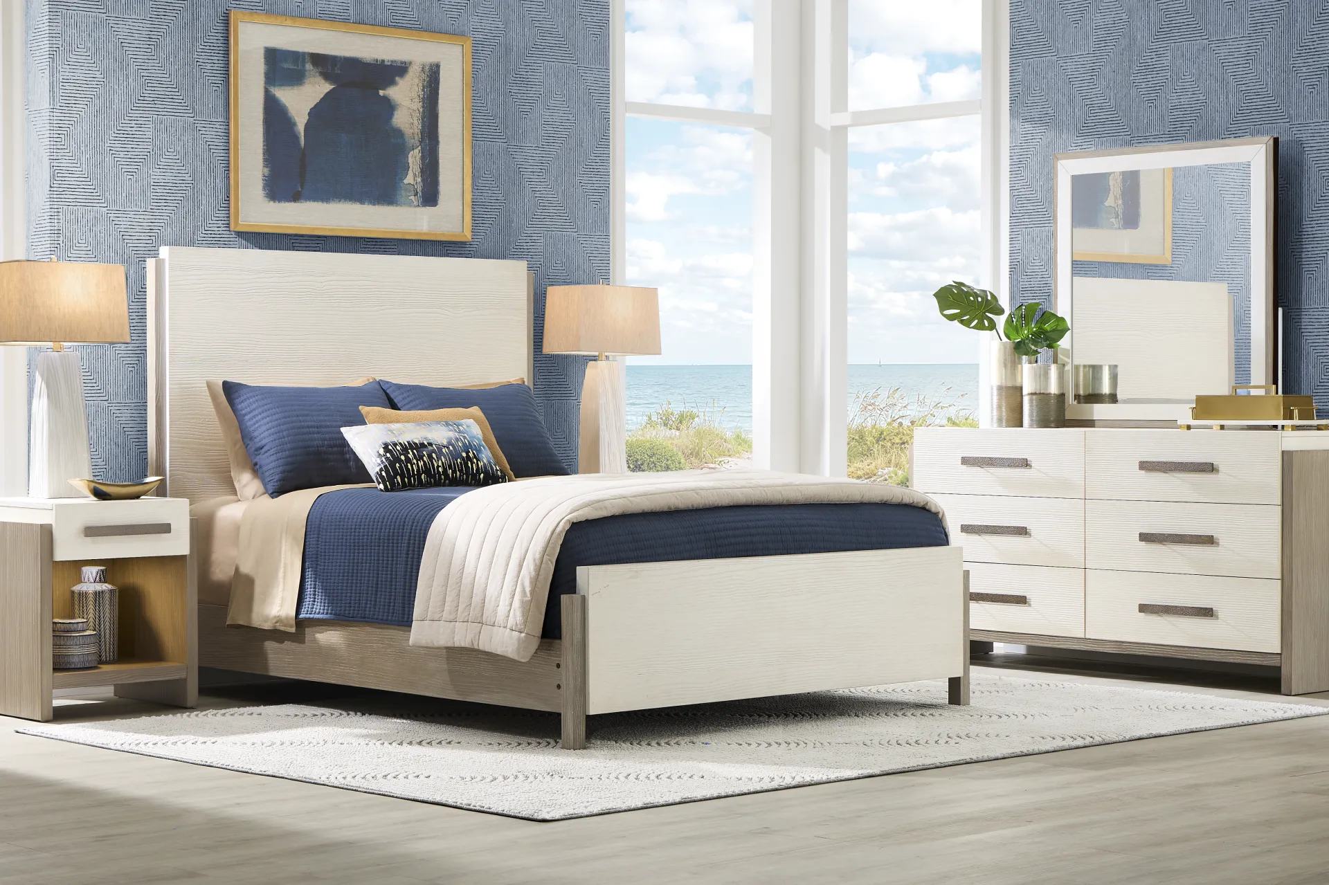 Carmen Villa White 3 Pc King Panel Bed - Image 2