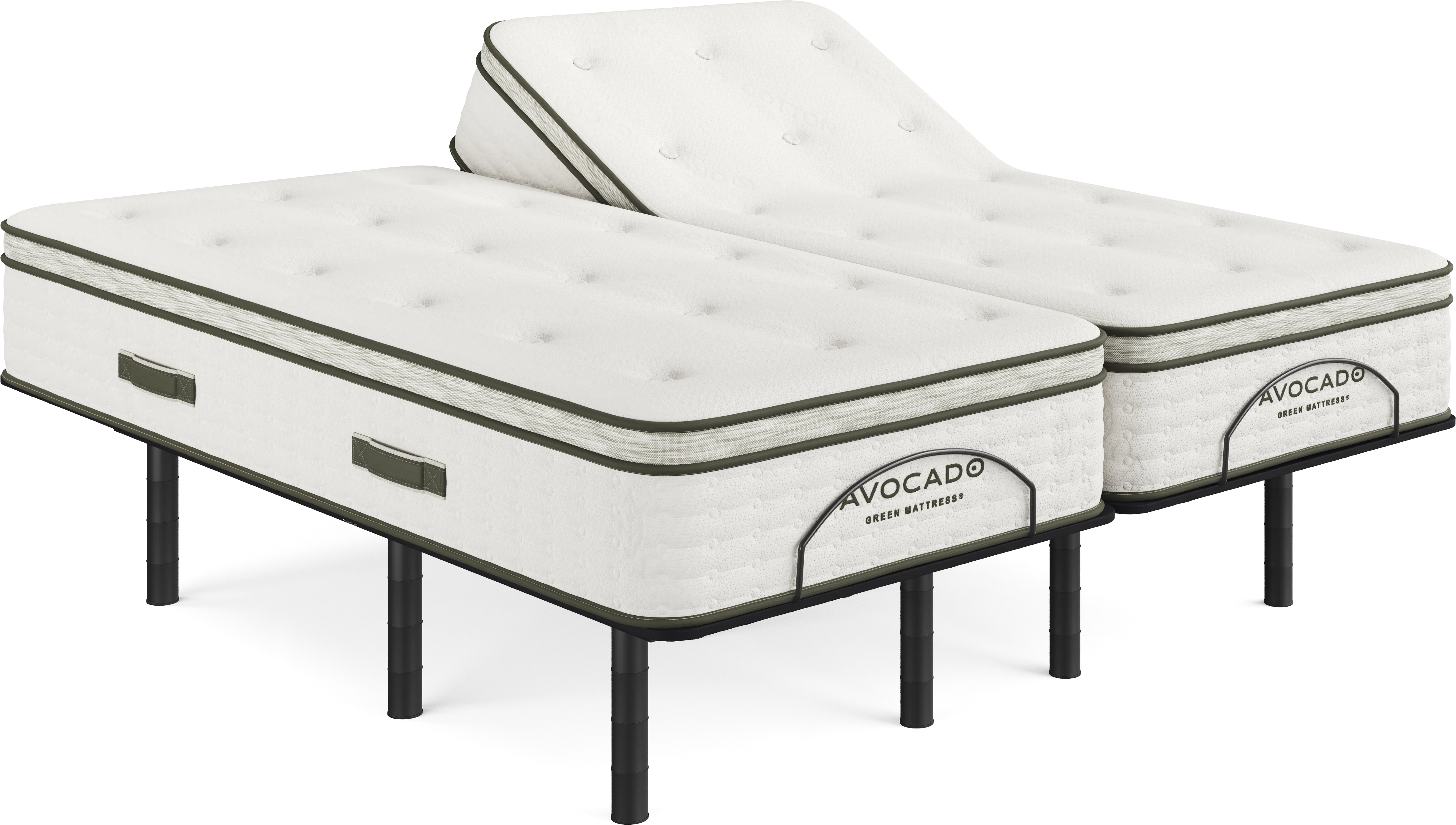 Avocado Green Euro Top Split King Mattress with Head Up Only Base - Thumbnail - Image 1