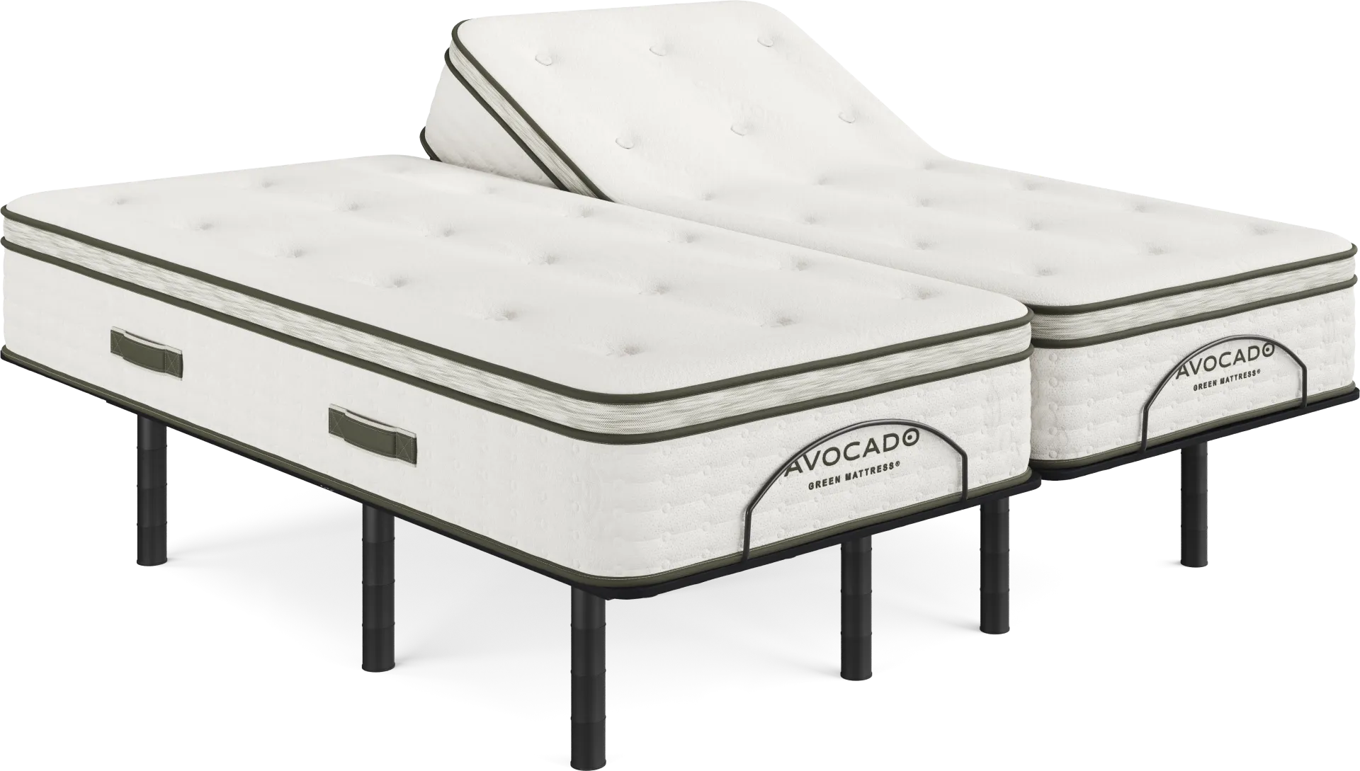Avocado Green Euro Top Split King Mattress with Head Up Only Base - Image 1